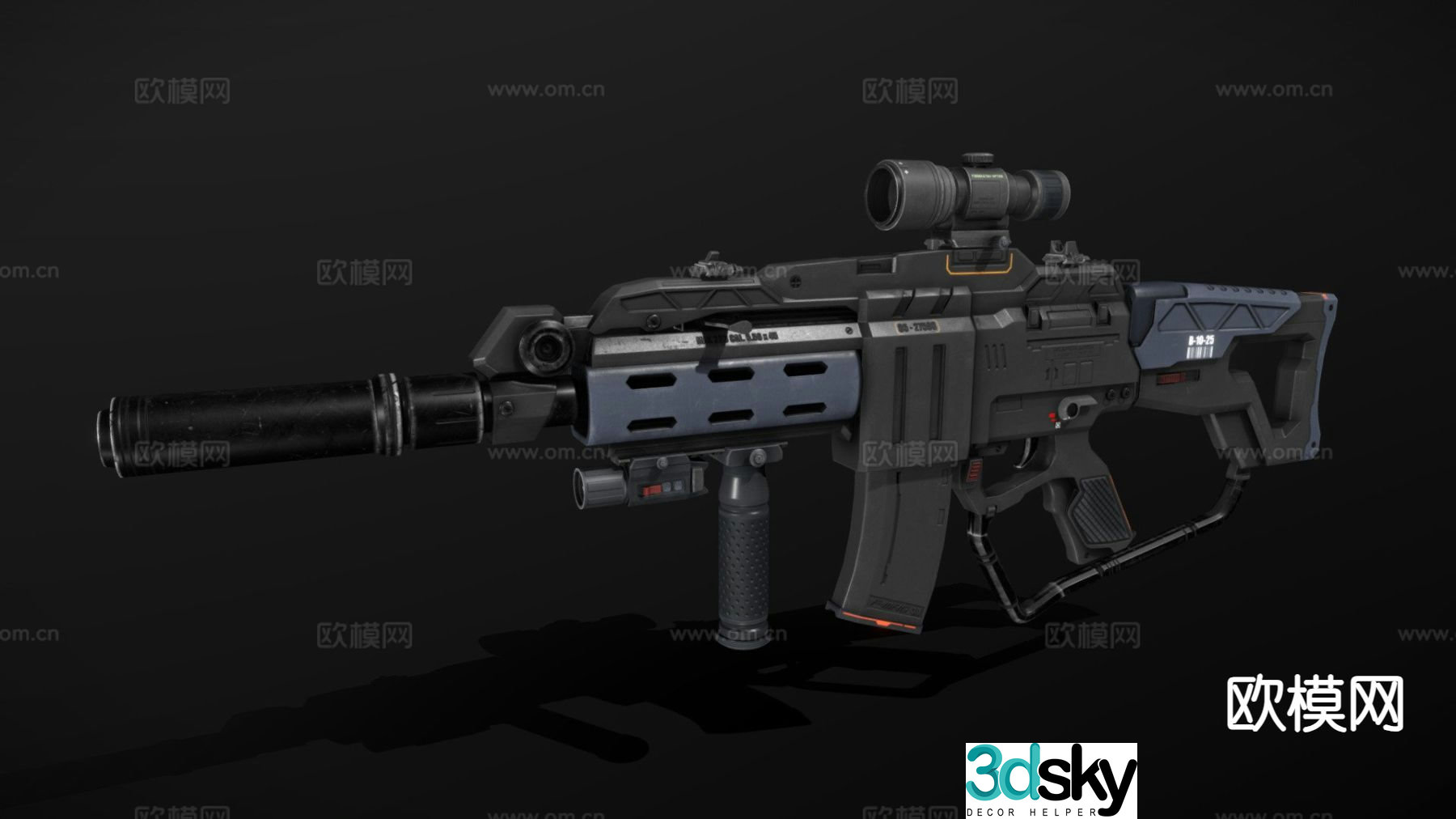 mk19 rifle machine gun gun weapon 3d model