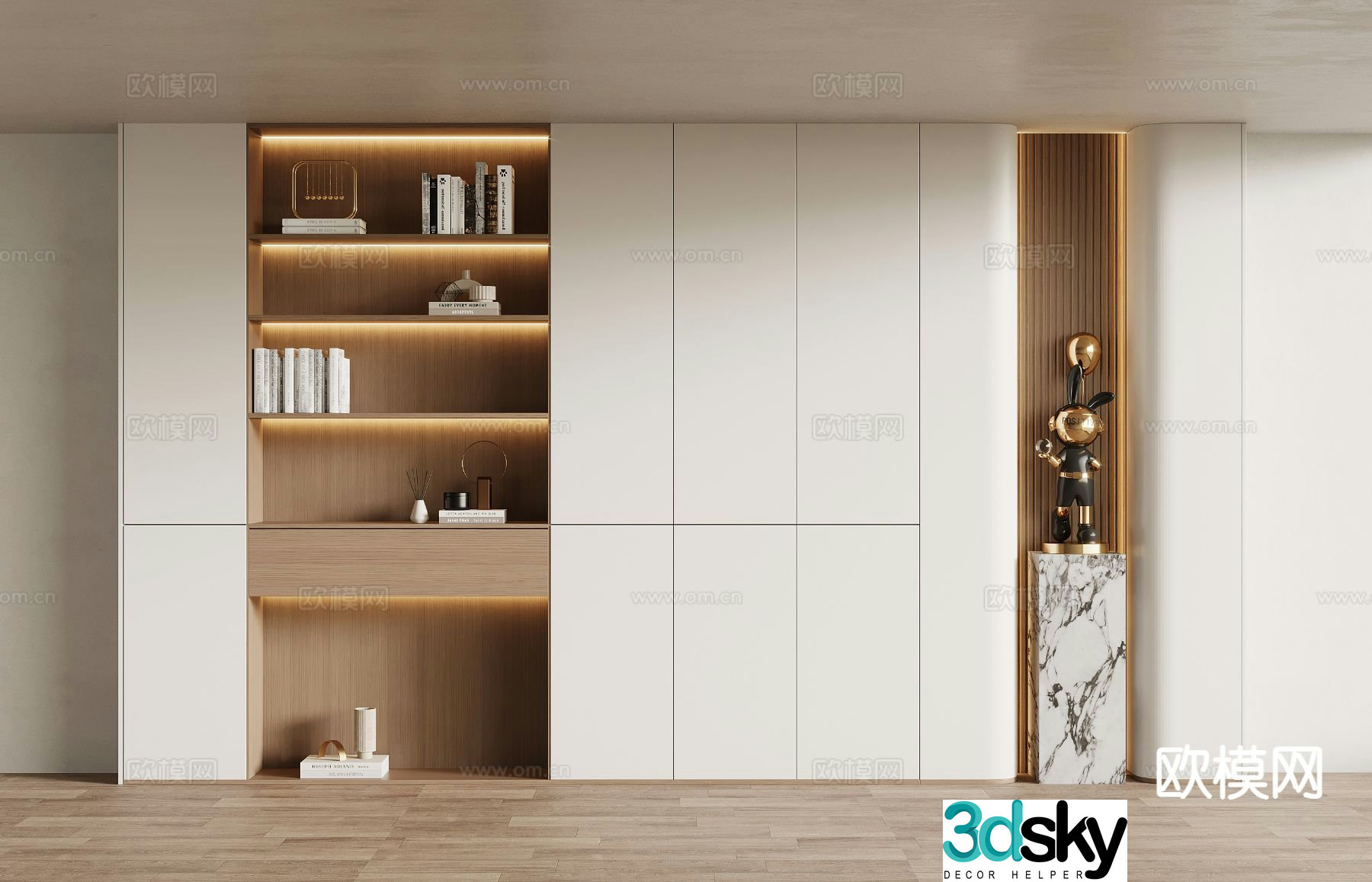 Modern bookcase bookshelf storage rack 3d model