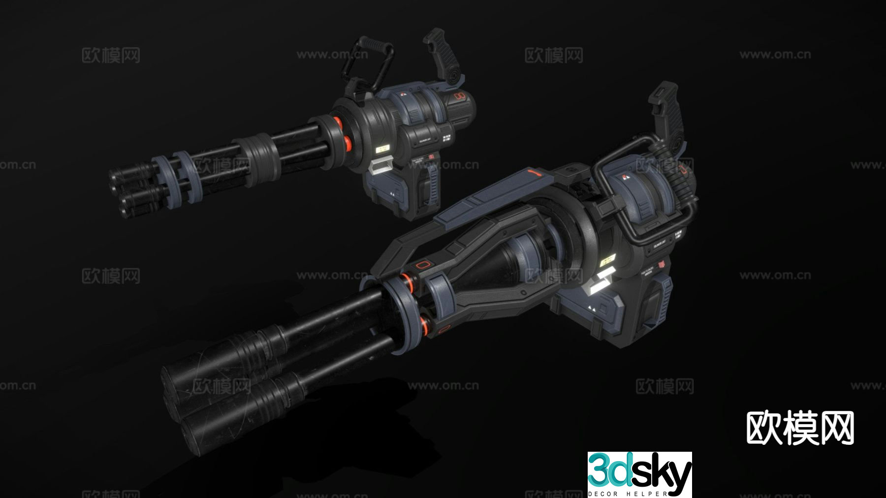 Sci-fi mini cannon MLK76 3d model