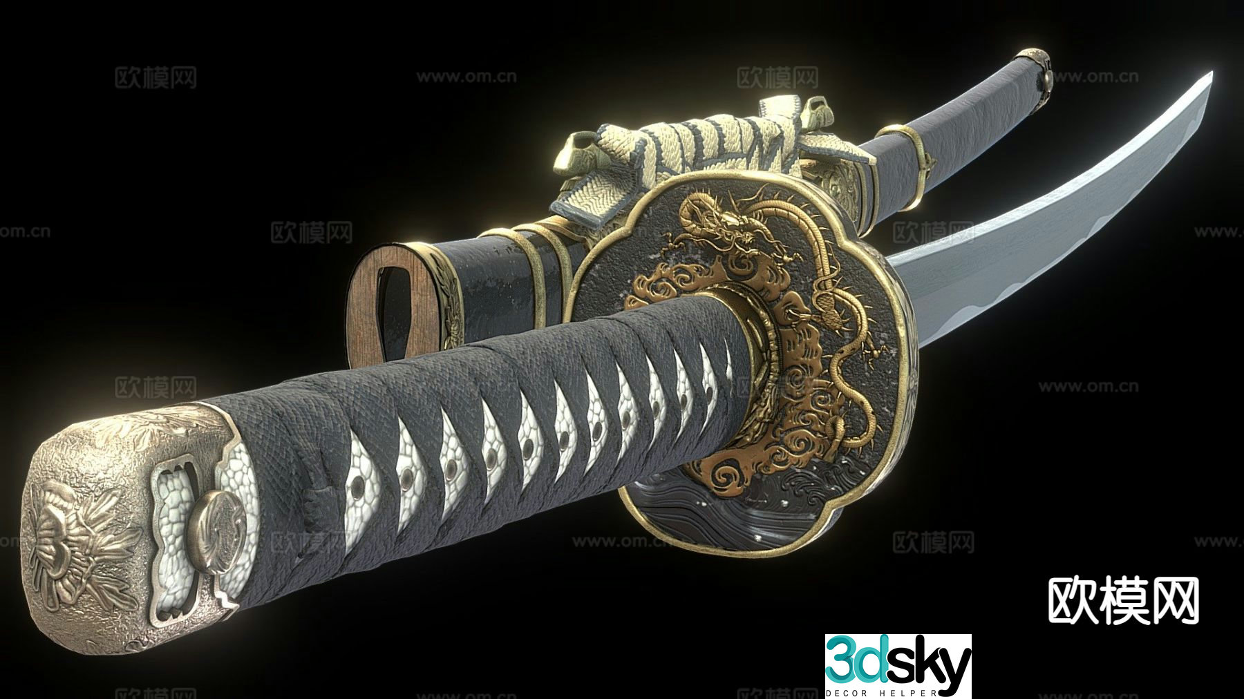katana sword dagger 3d model