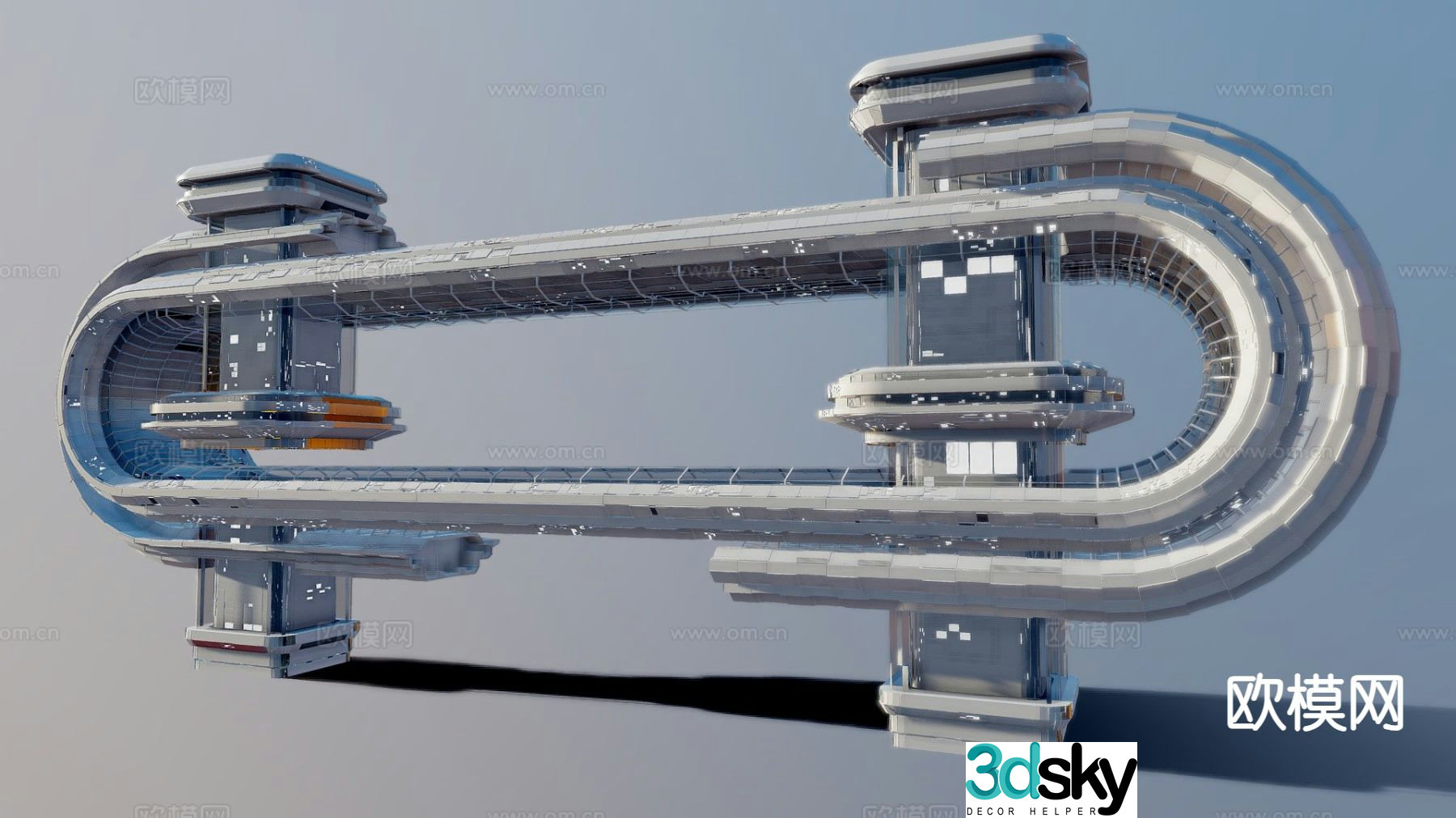 Sci-fi structure future architecture space station 3d model