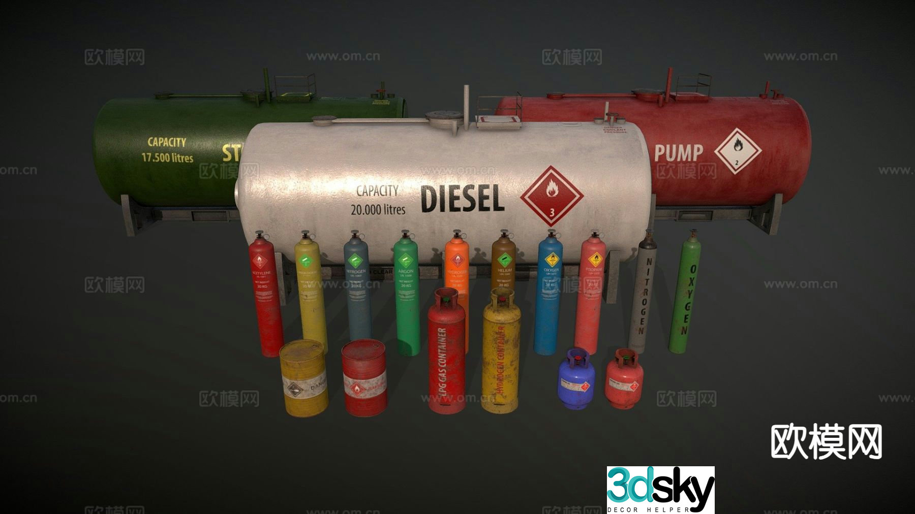 Industrial storage tank liquid tank gas tank 3d model