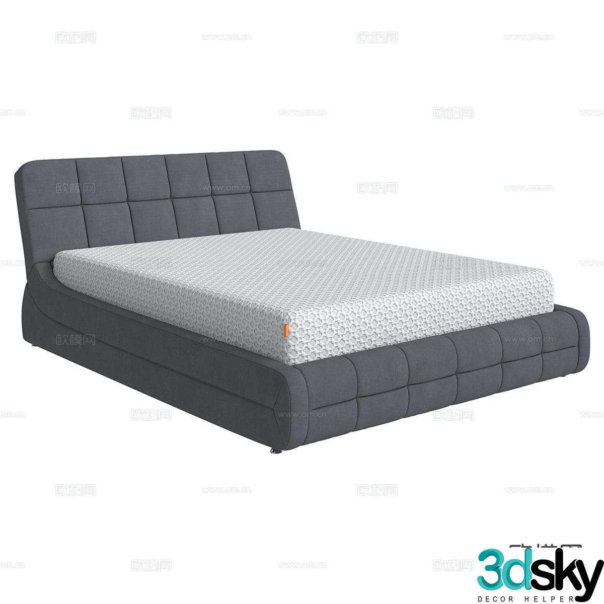 Modern double bed 3d model