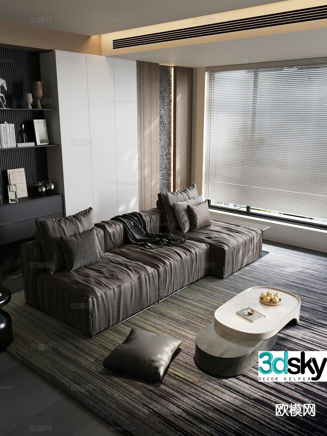 Italian three-seat sofa corner sofa 3D model