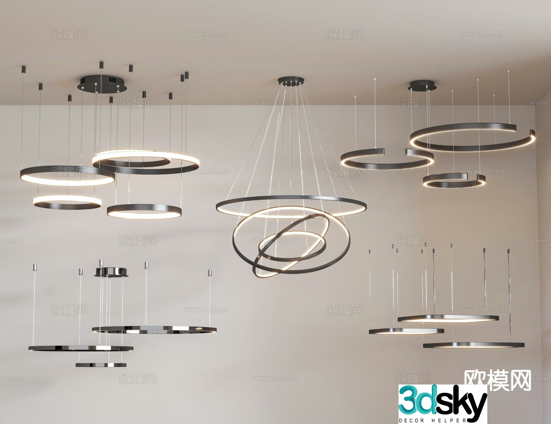 Modern ring chandelier hall chandelier 3d model