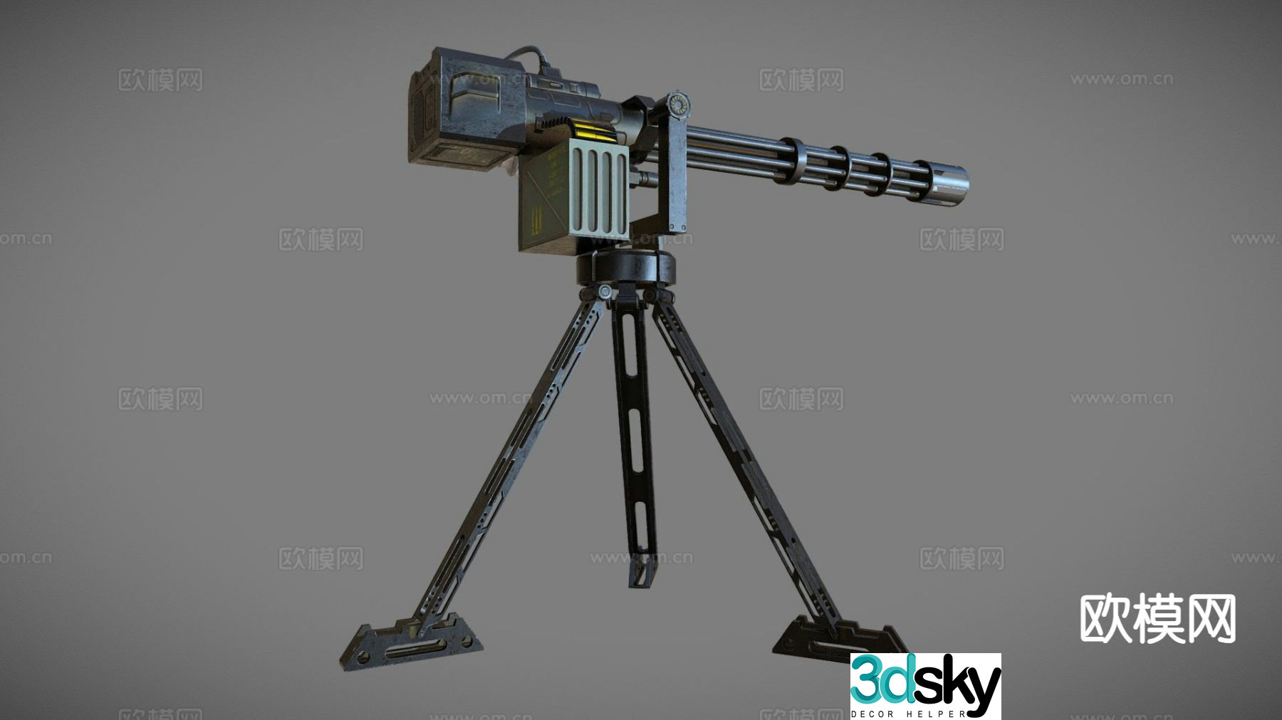 mini turret machine gun 3d model