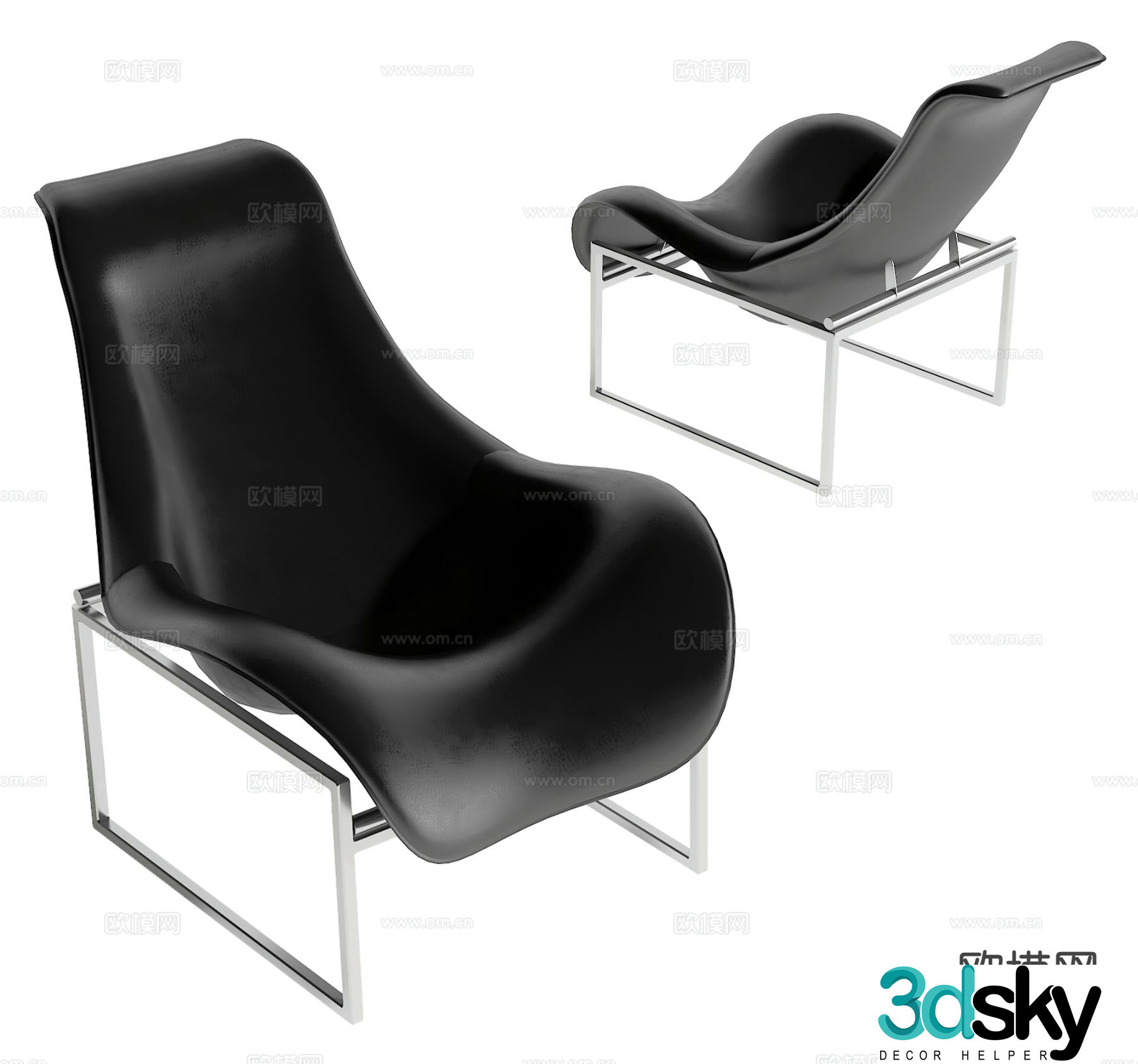 Leather chair lounge chair 3d model