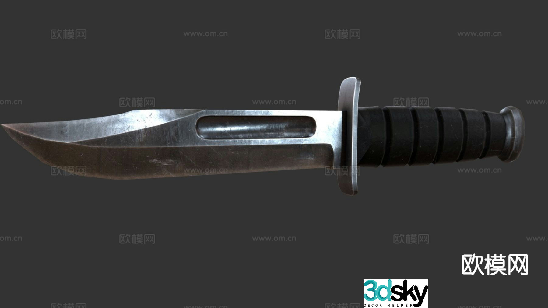 PBR military combat knife 3d model
