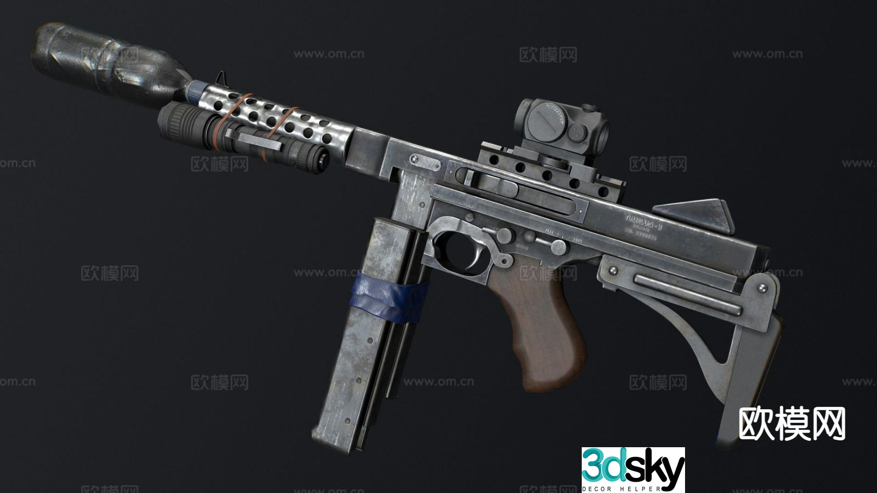 submachine gun gun firearm 3d model