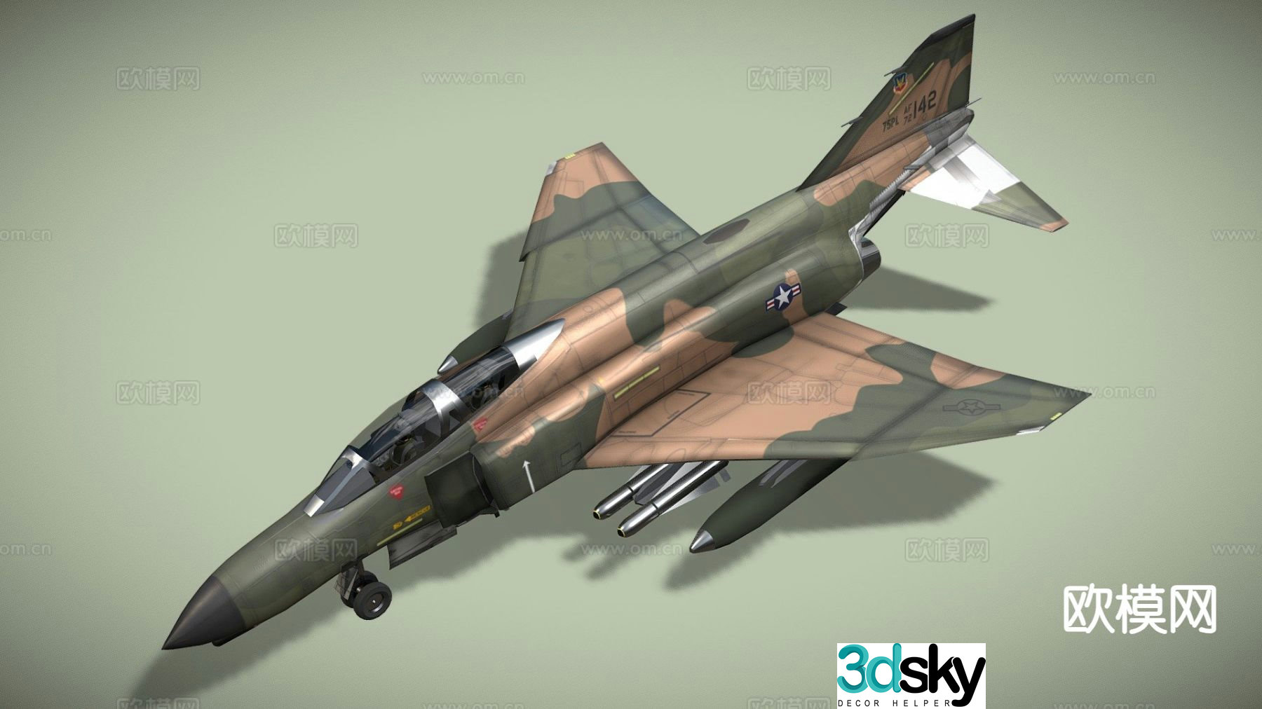 Phantom fighter bomber reconnaissance aircraft 3d model