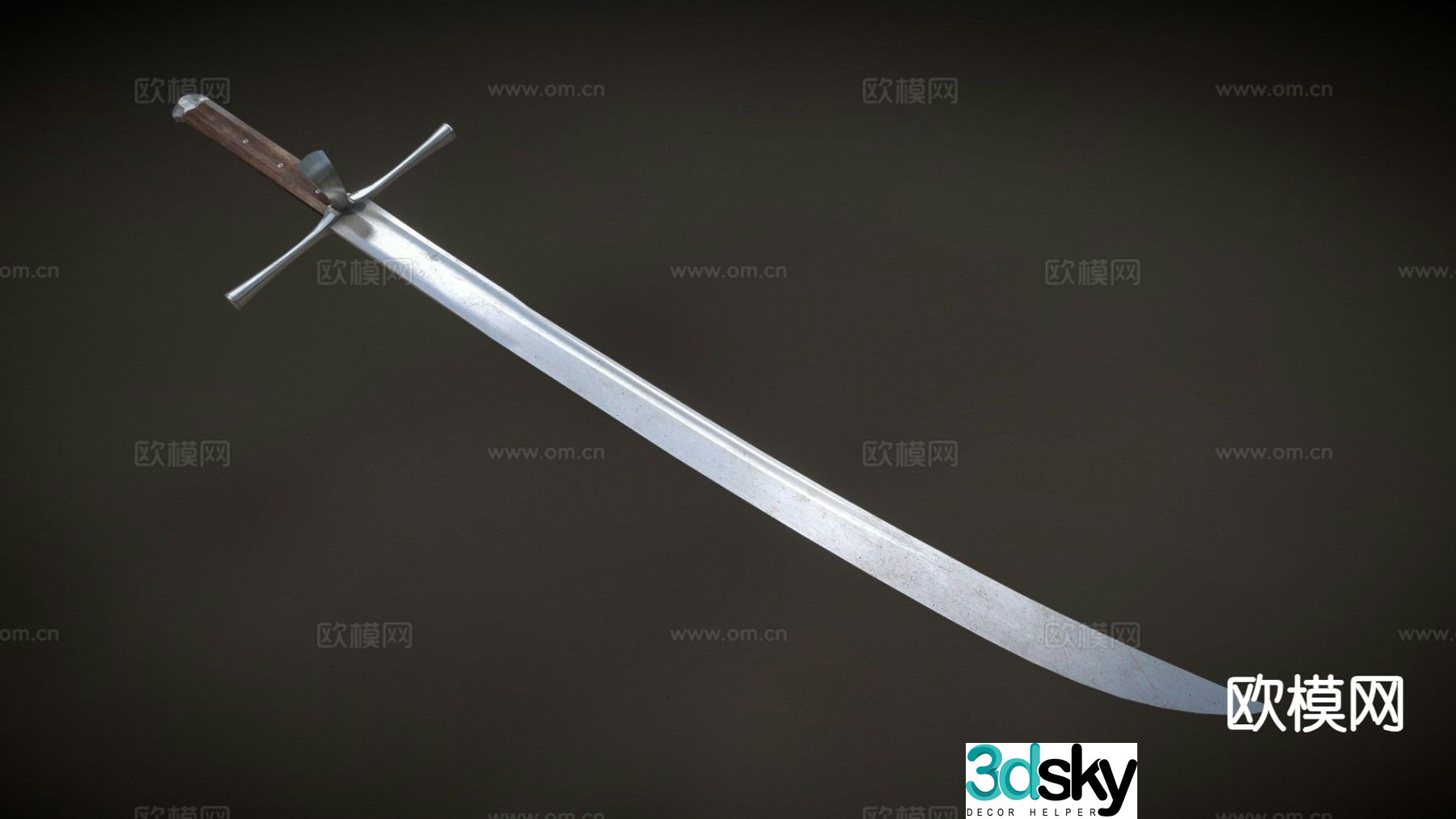 Knight long sword cold weapon 3d model