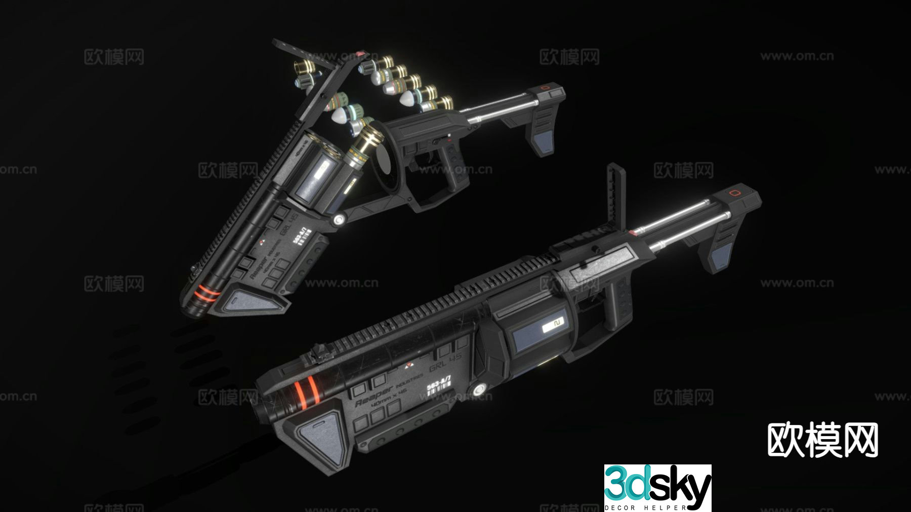 Sci-fi grenade launcher military weapon 3d model