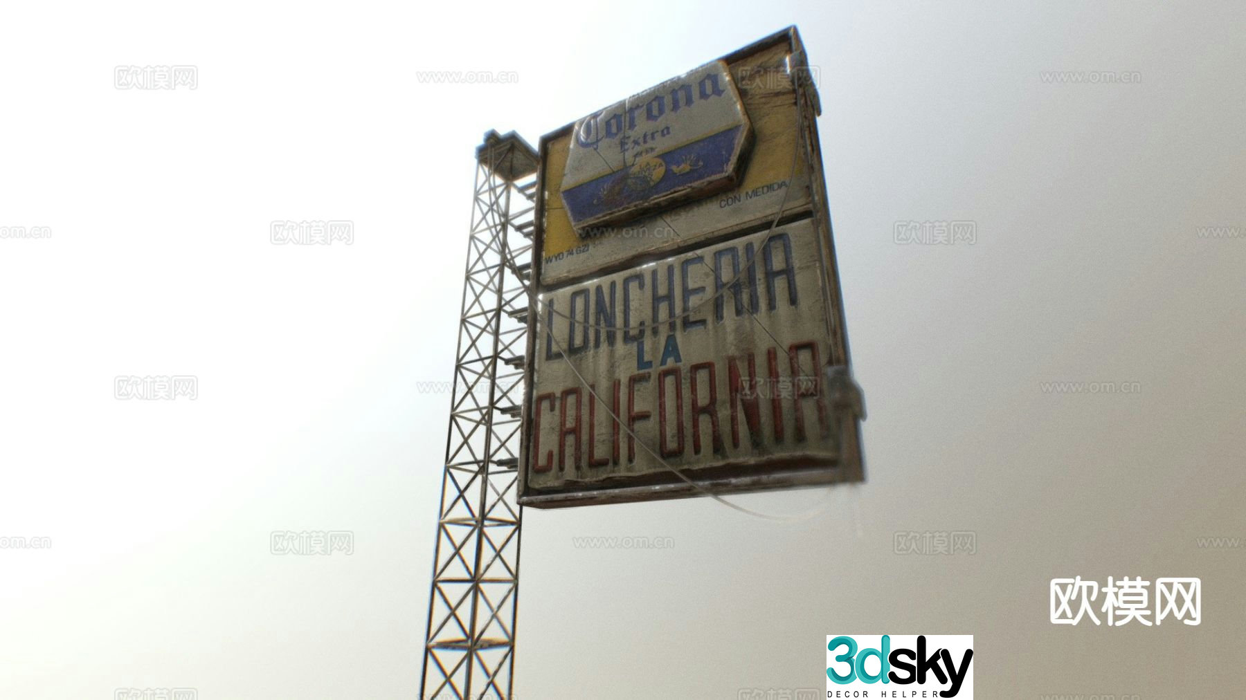 Post-apocalyptic logo PBR 3d model