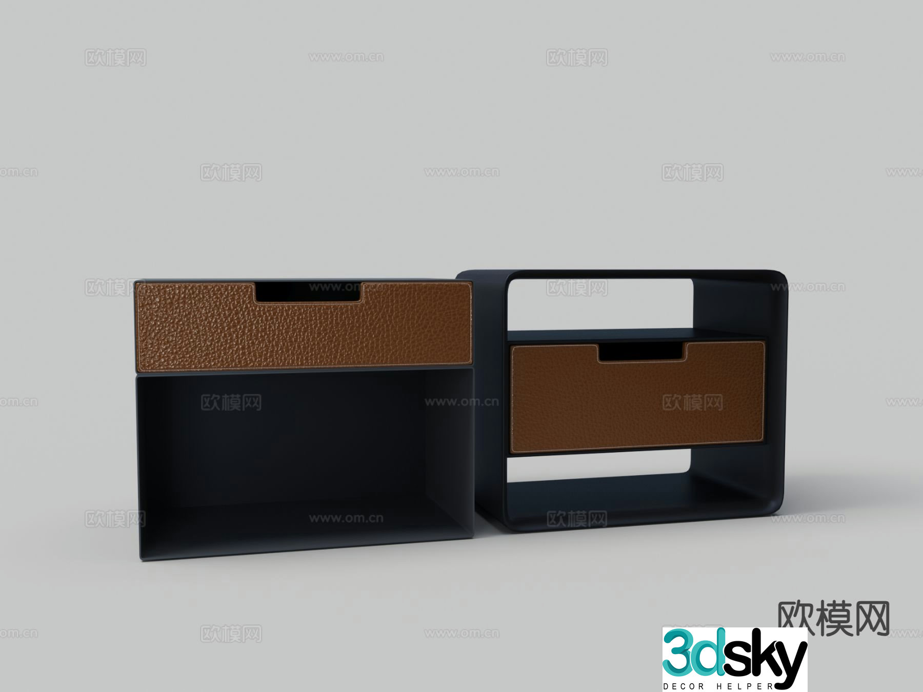 Modern leather bedside table 3d model