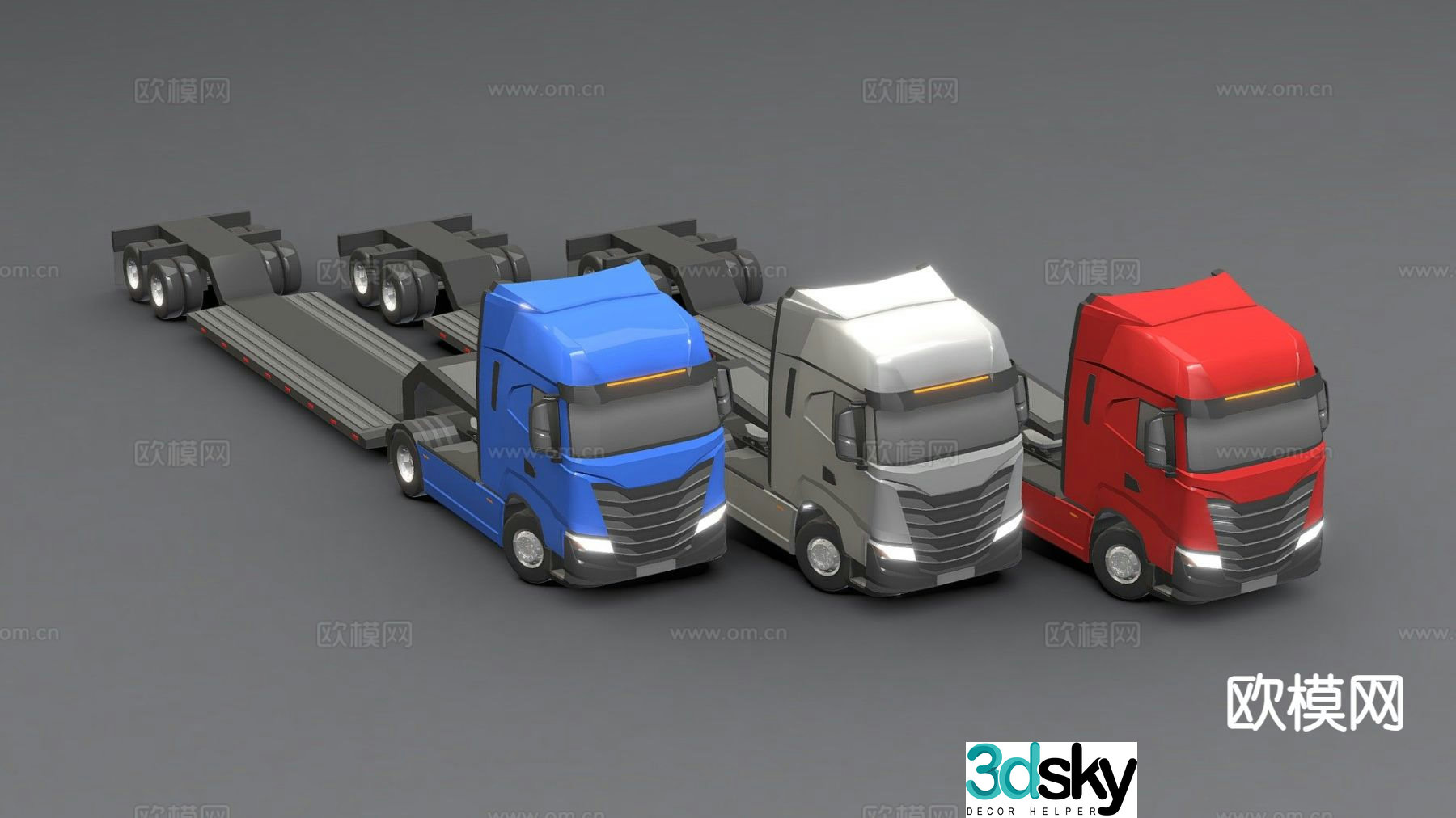 truck transporter trailer 3d model