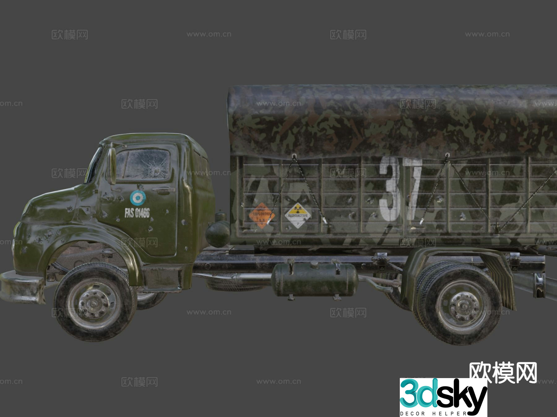 Military truck transport vehicle material vehicle 3d model