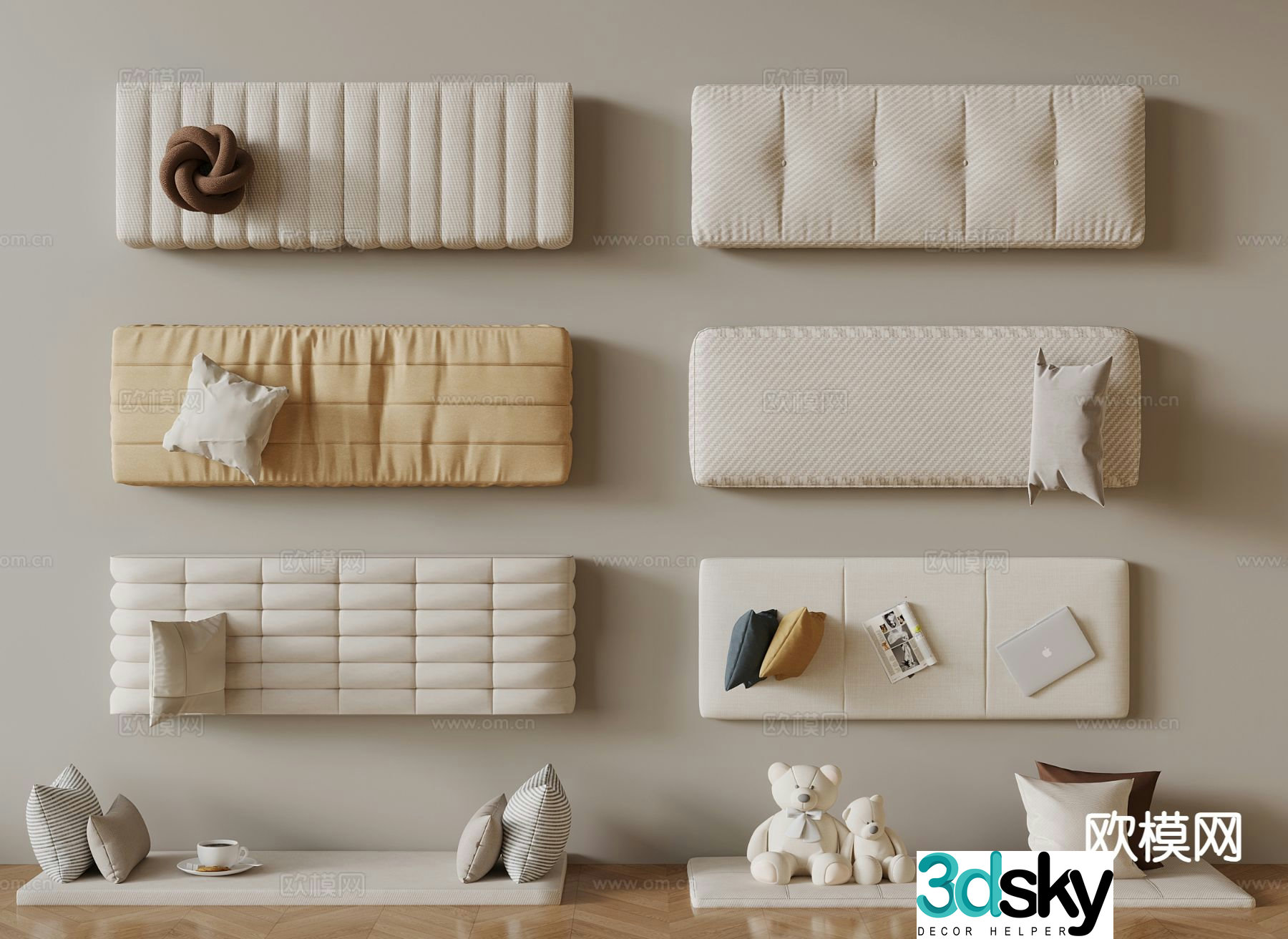 Seat cushion bay window cushion sofa cushion 3d model