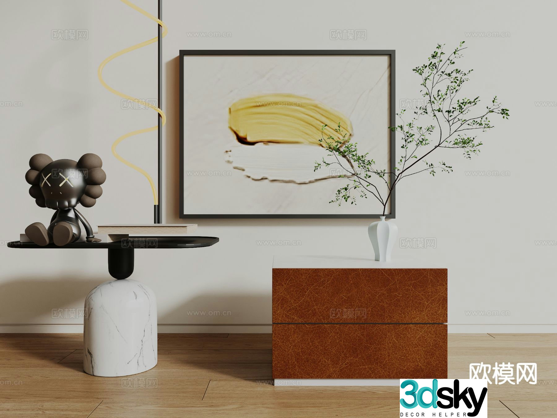 Modern bedside table 3d model
