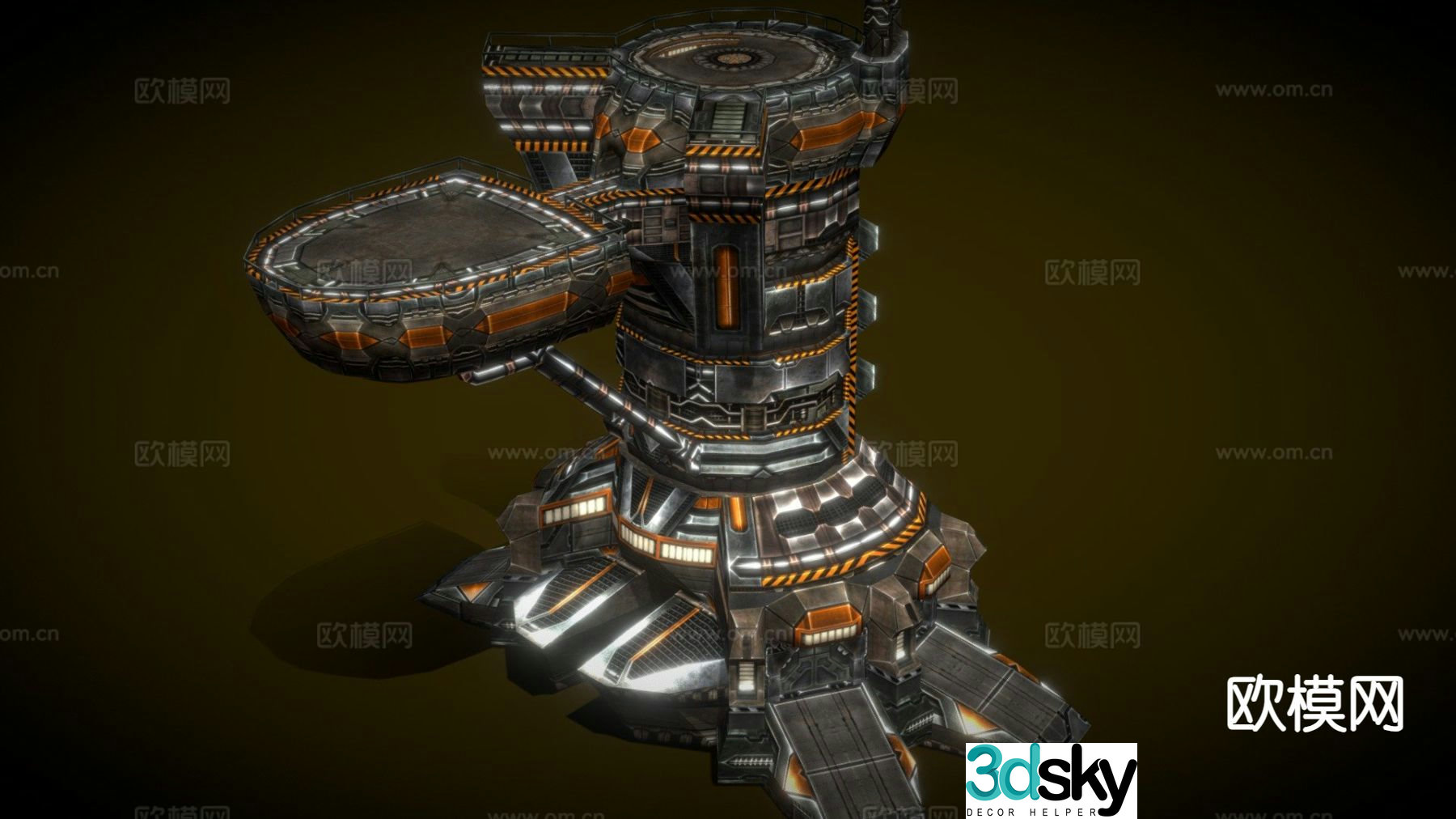 Sci-fi architecture aircraft facility 3d model