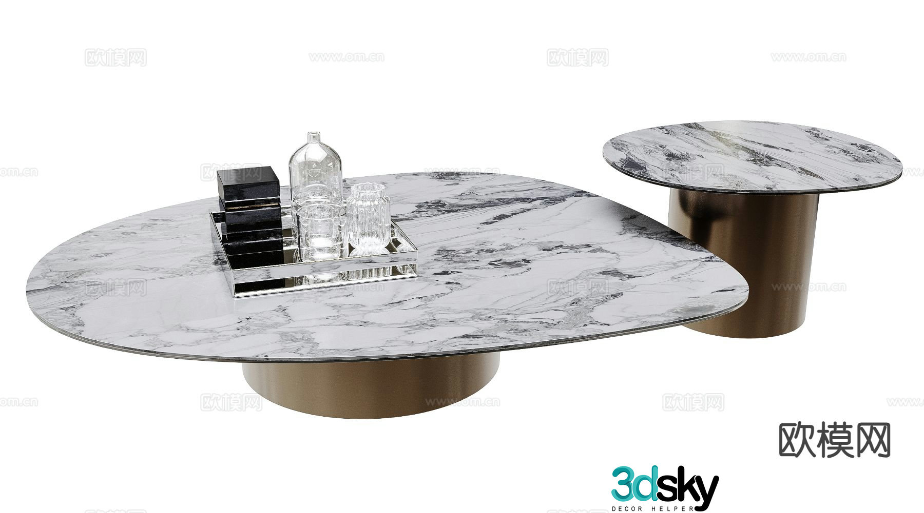 Modern double coffee table 3d model