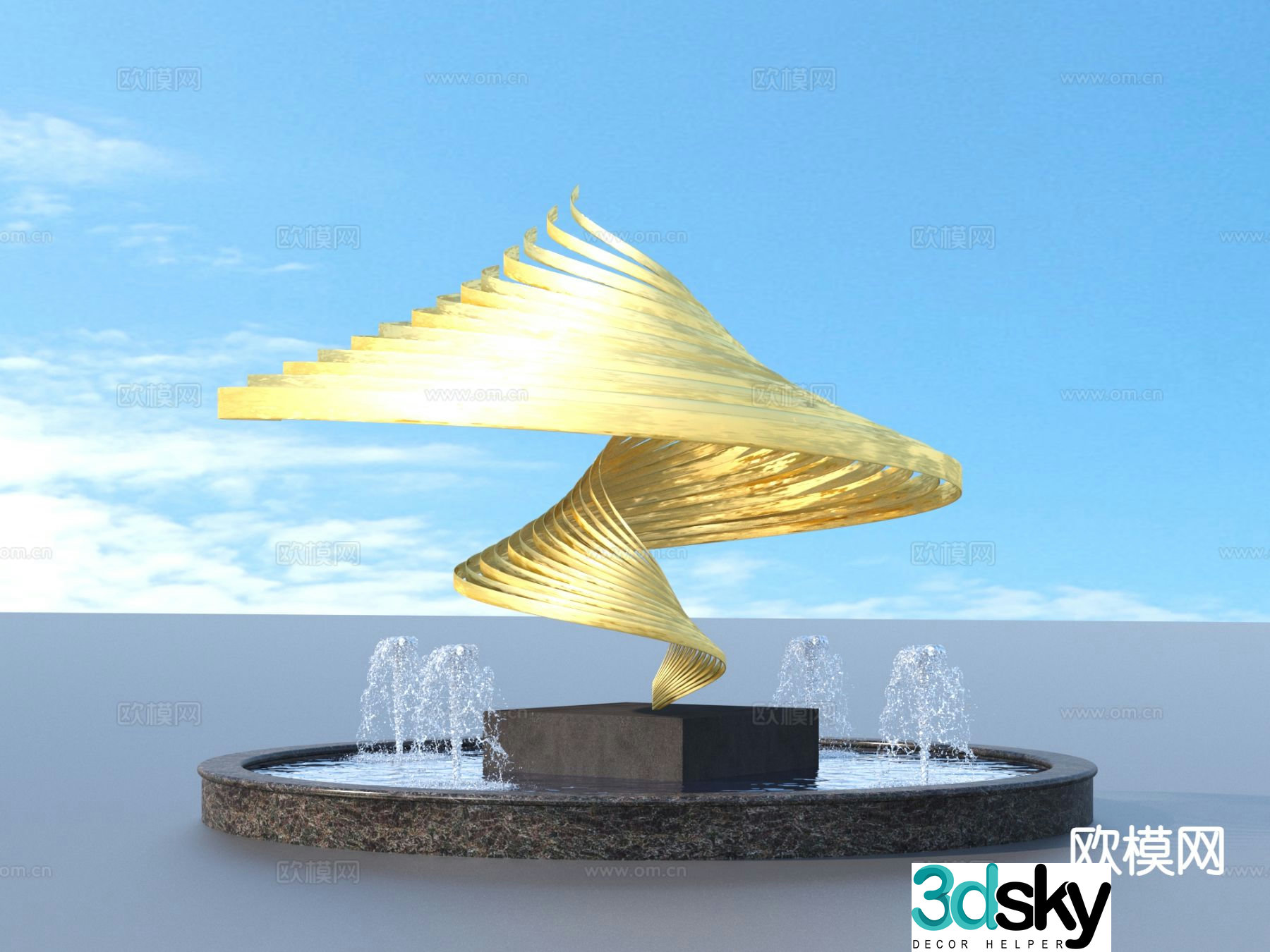Urban sculpture water fountain landscape sculpture 3d model