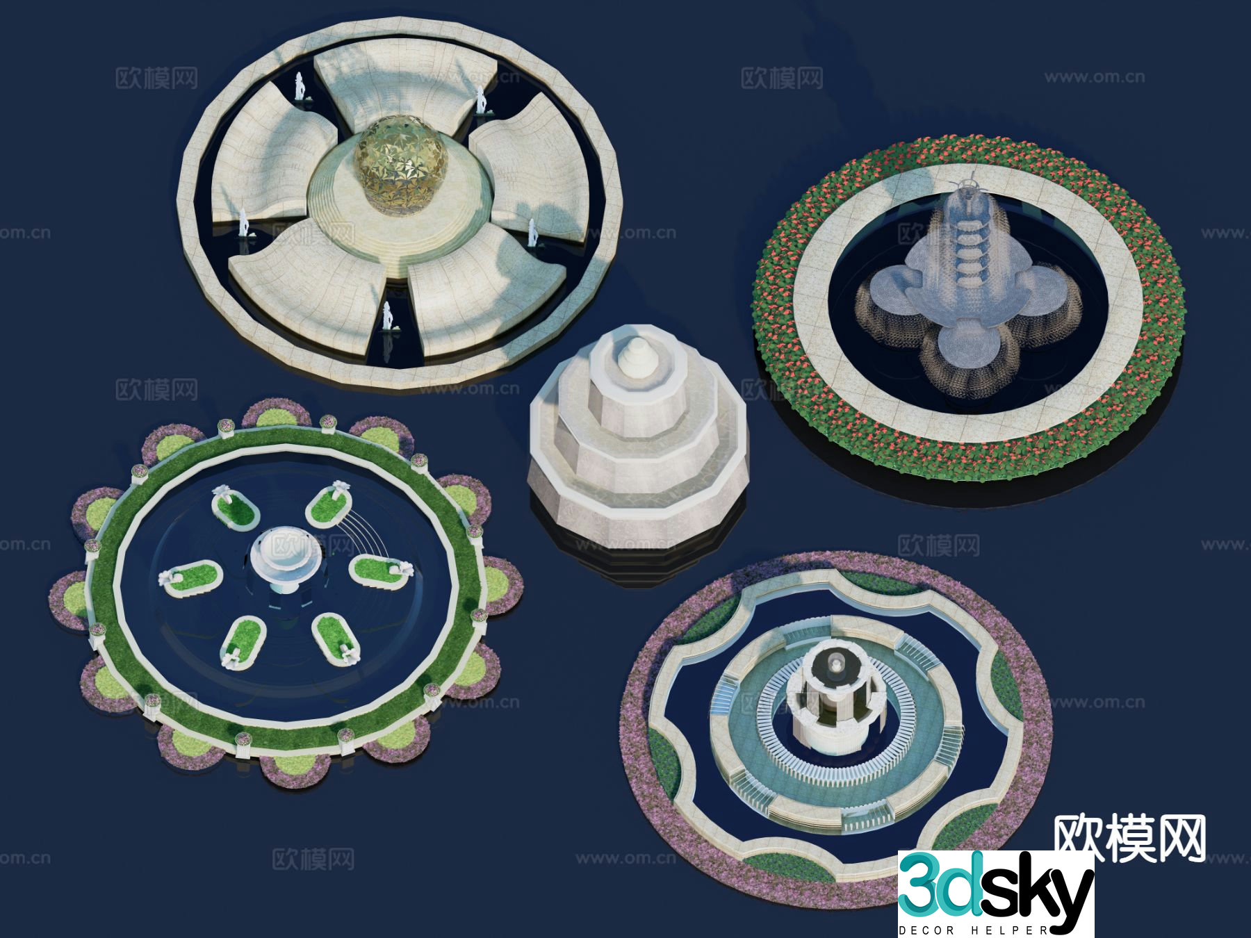 European style courtyard fountain square fountain 3d model