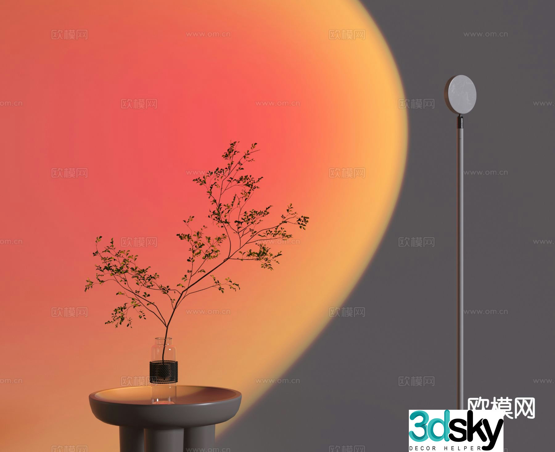 Simple floor lamp 3d model