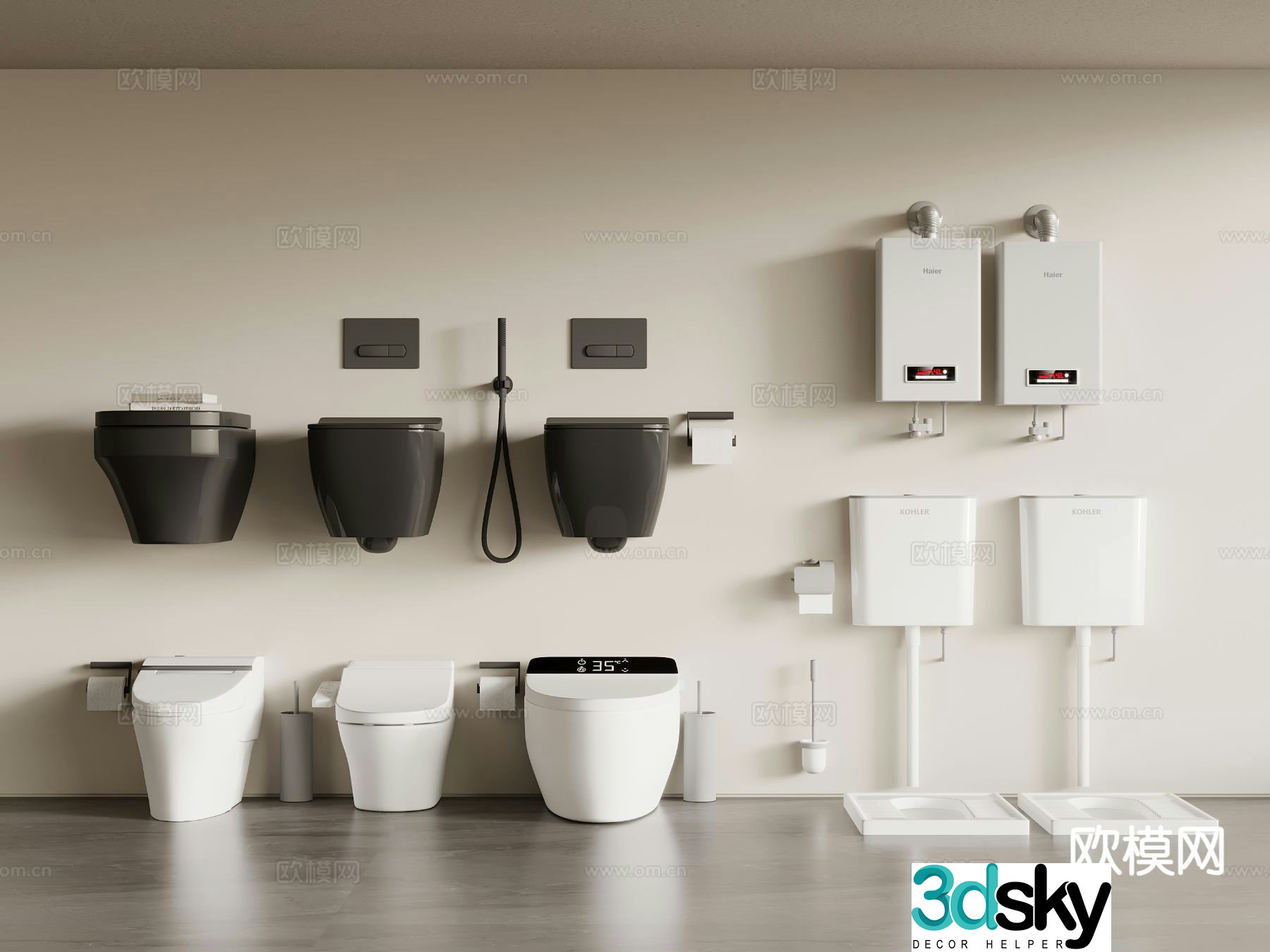 Squatting toilet toilet water heater 3d model