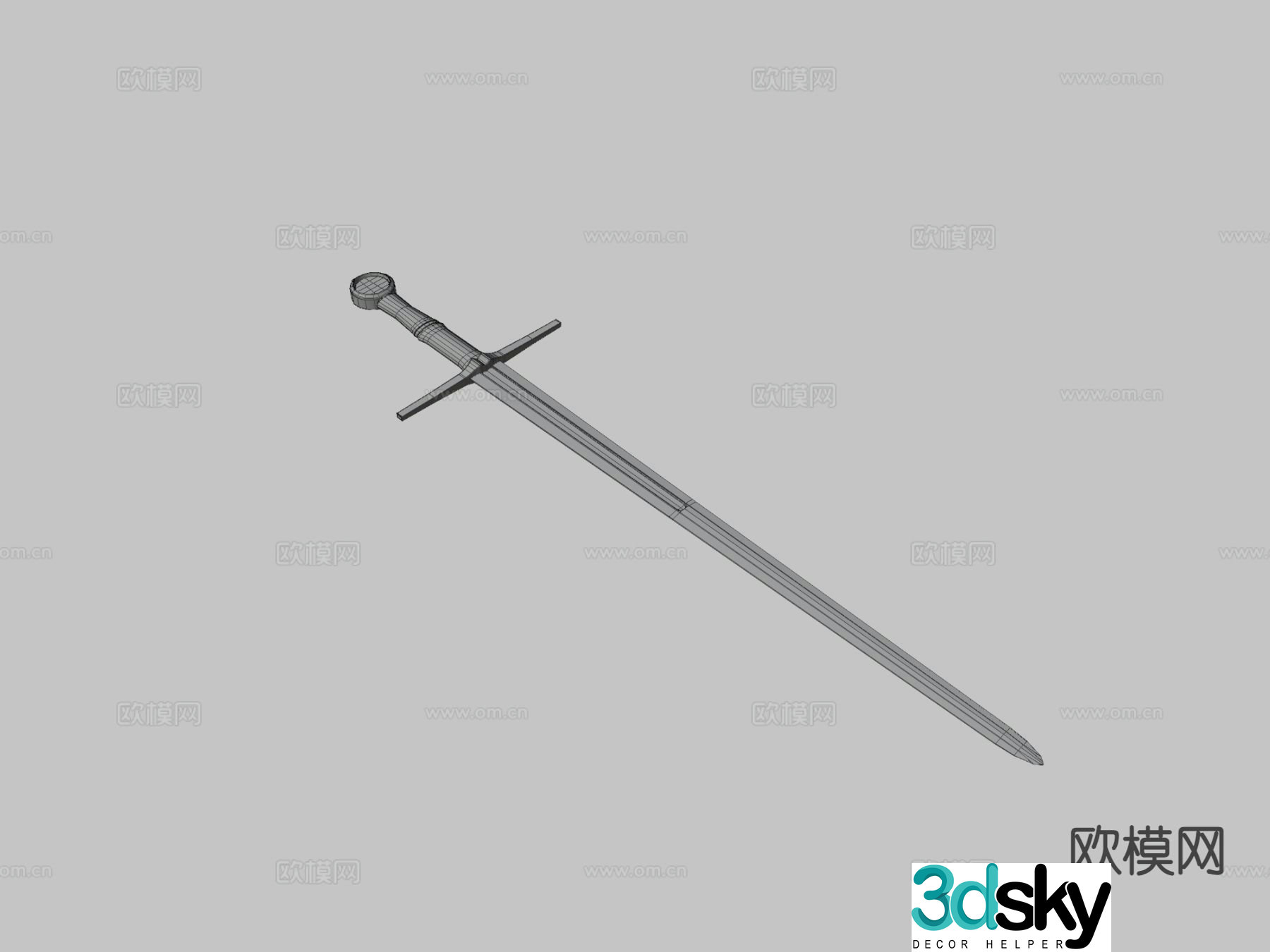 Modern long sword weapon 3d model