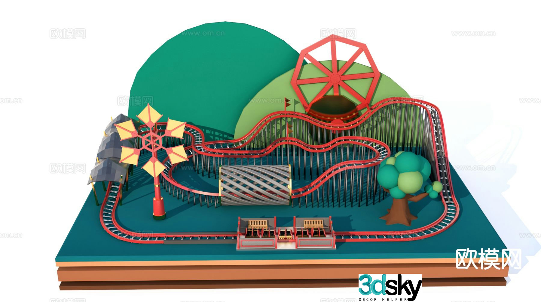 roller coaster decoration track toy 3d model