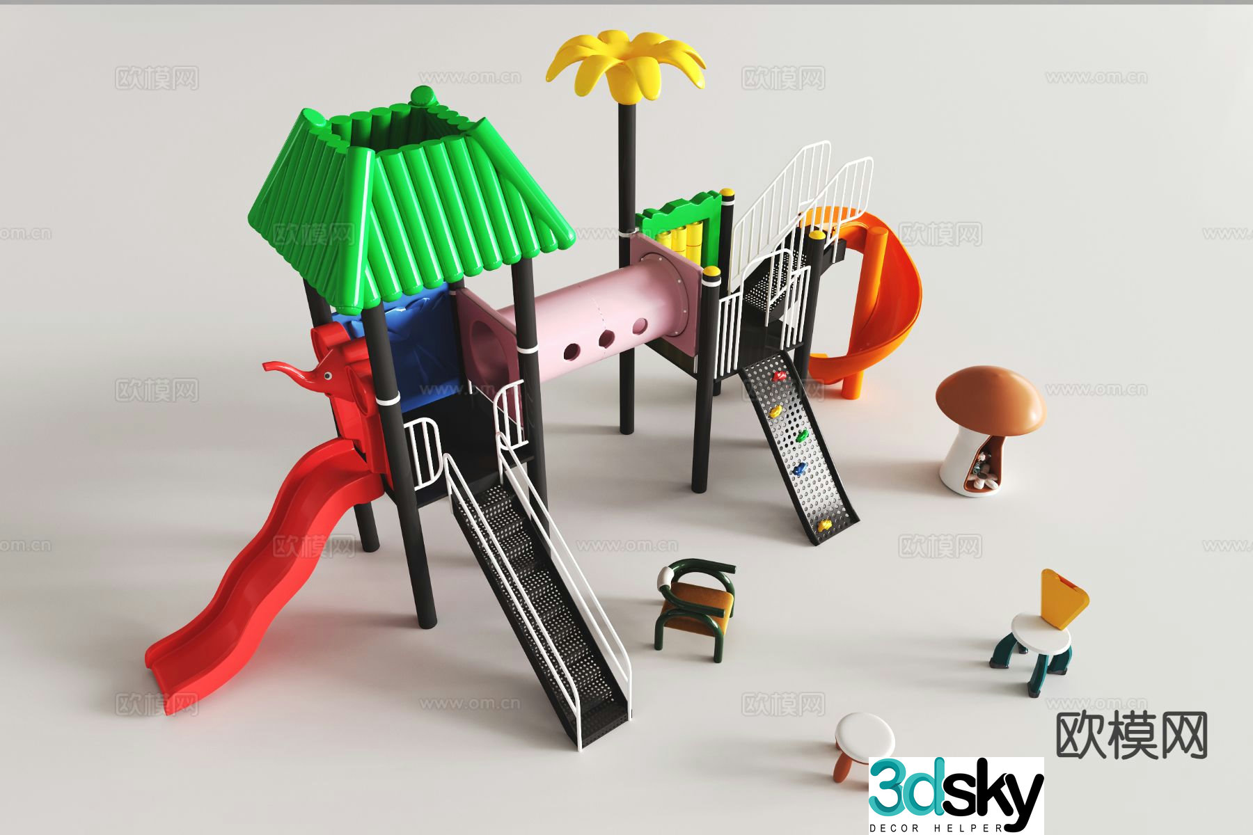 Children's equipment outdoor slide 3d model