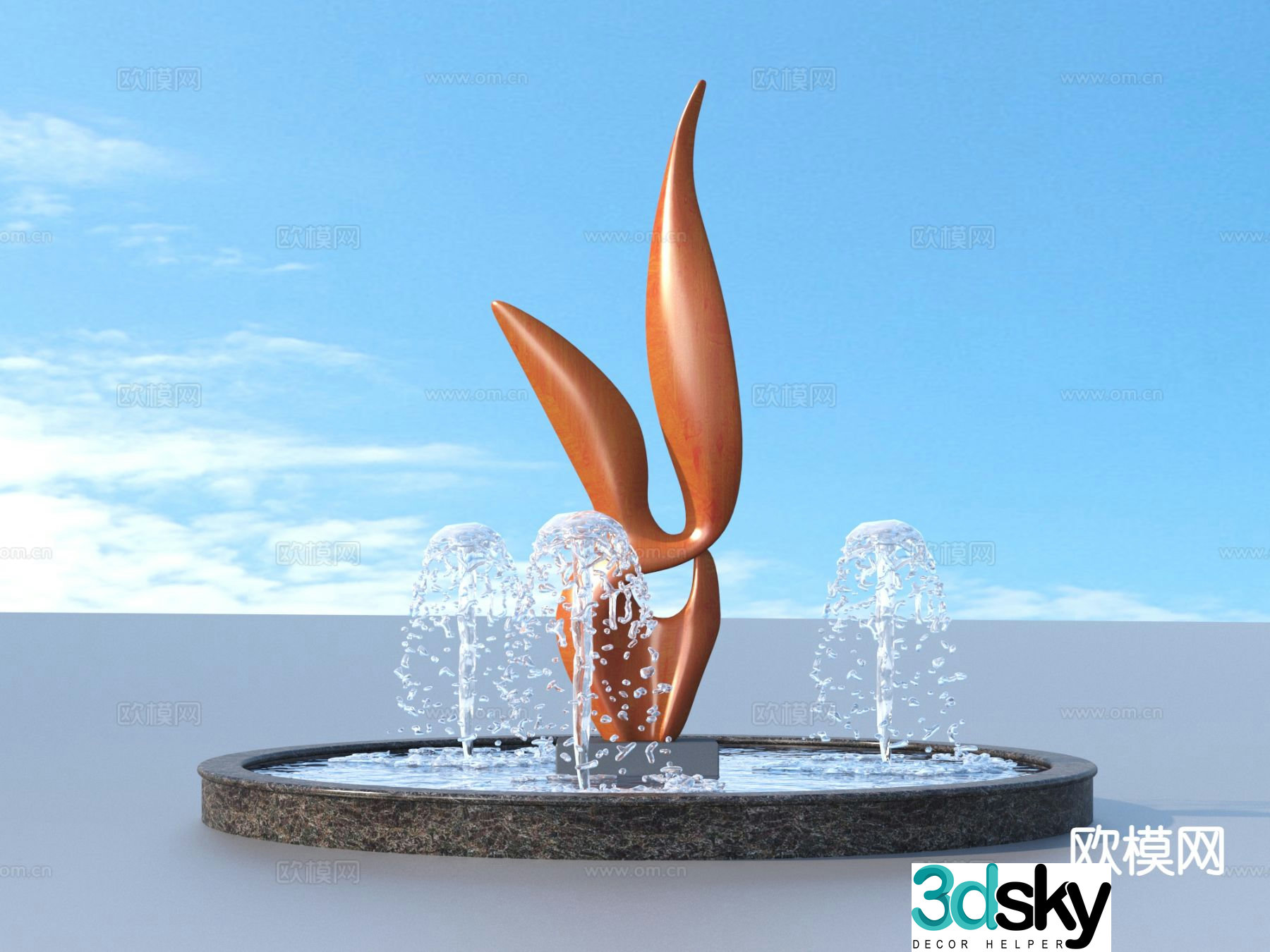 urban sculpture waterscape landscape sculpture 3d model
