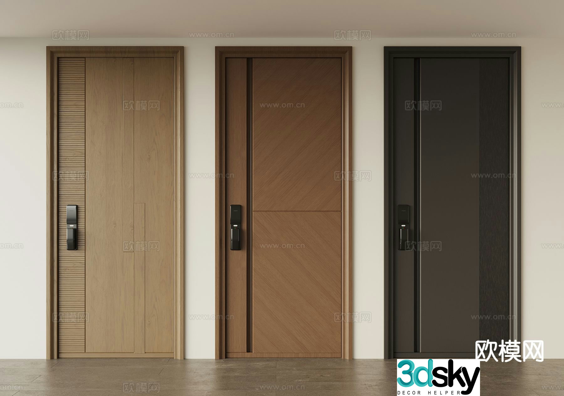 Middle-aged style entrance door security door password door 3d model