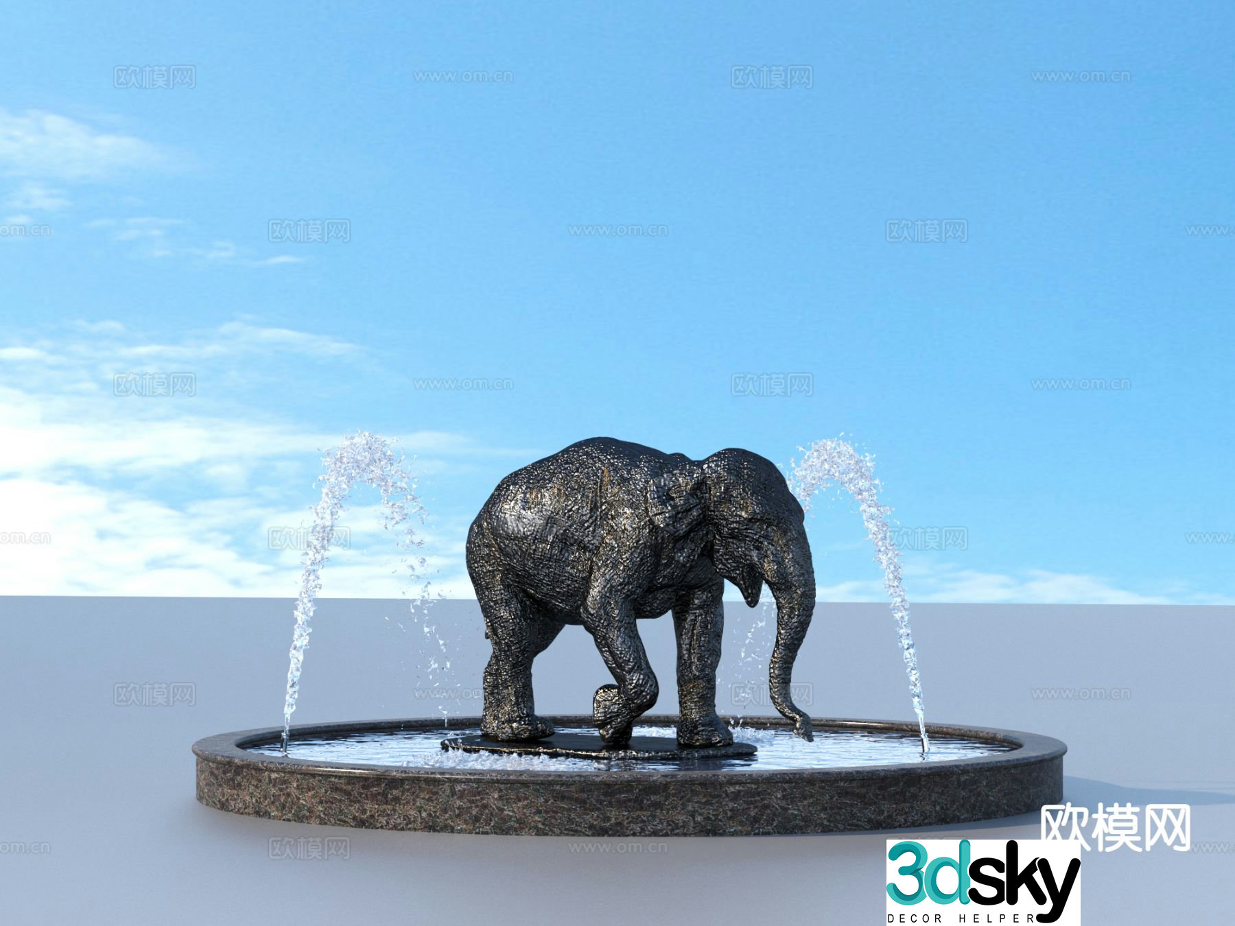 Elephant sculpture urban sculpture water fountain landscape sculpture 3d model