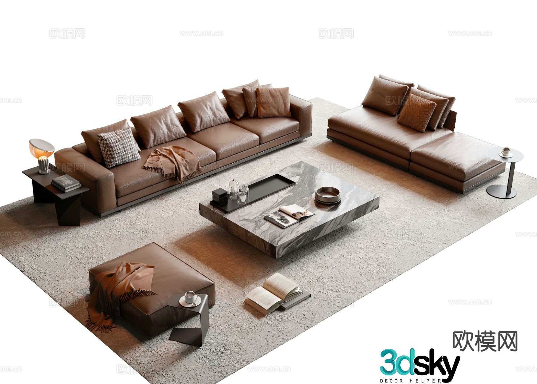 Medieval style modular sofa 3D model