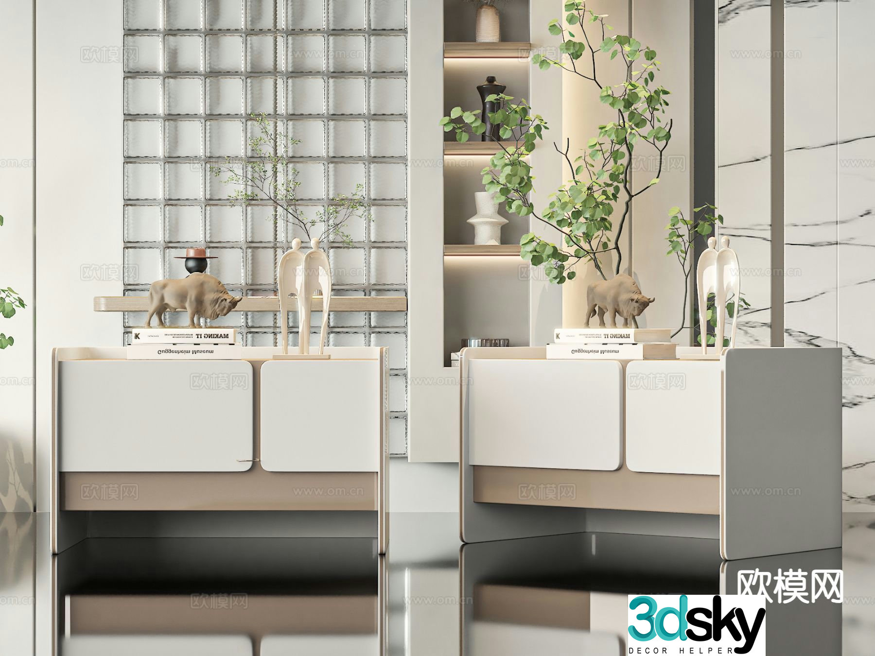 Modern bedside table 3d model