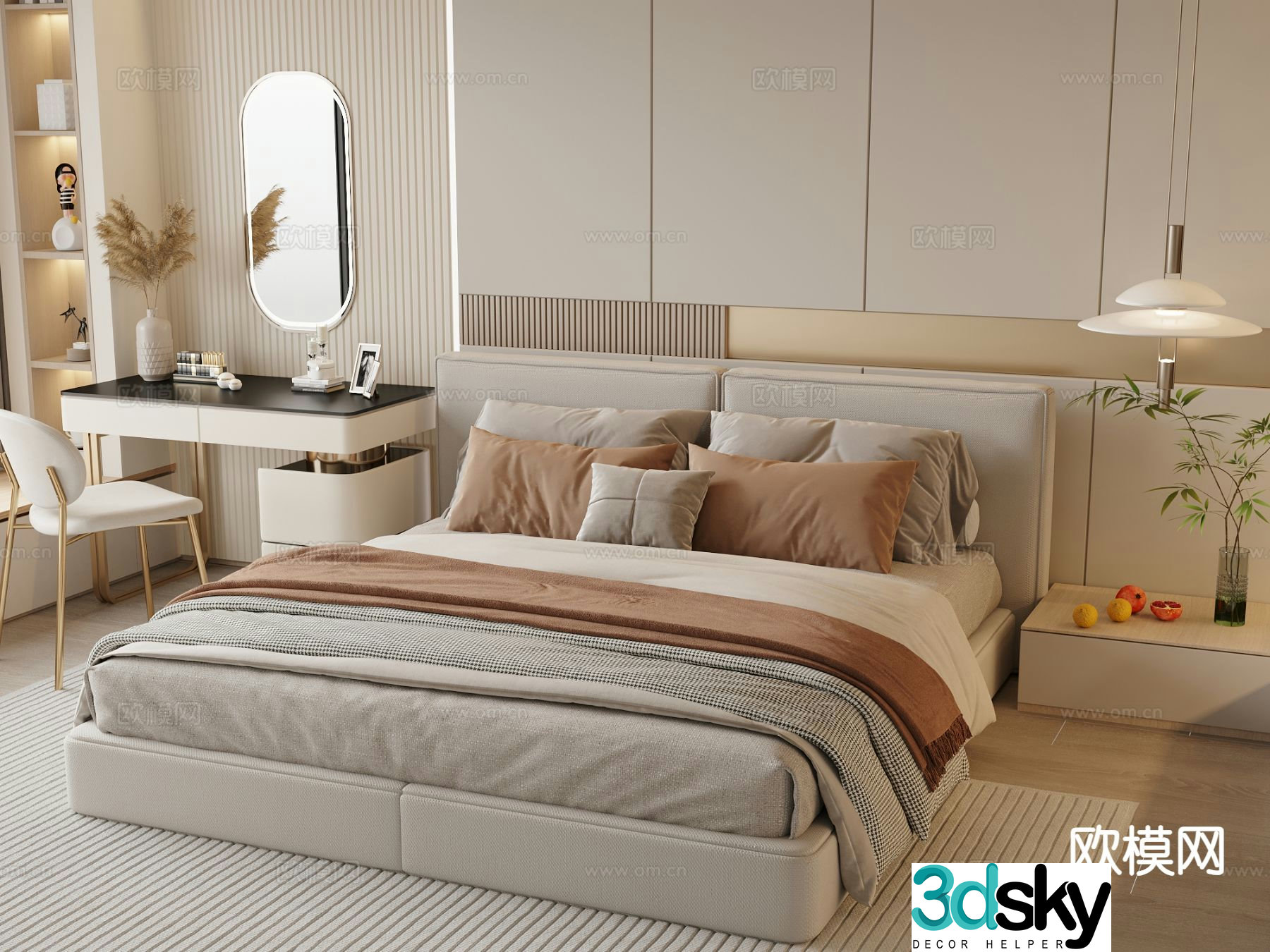 Modern double bed 3d model