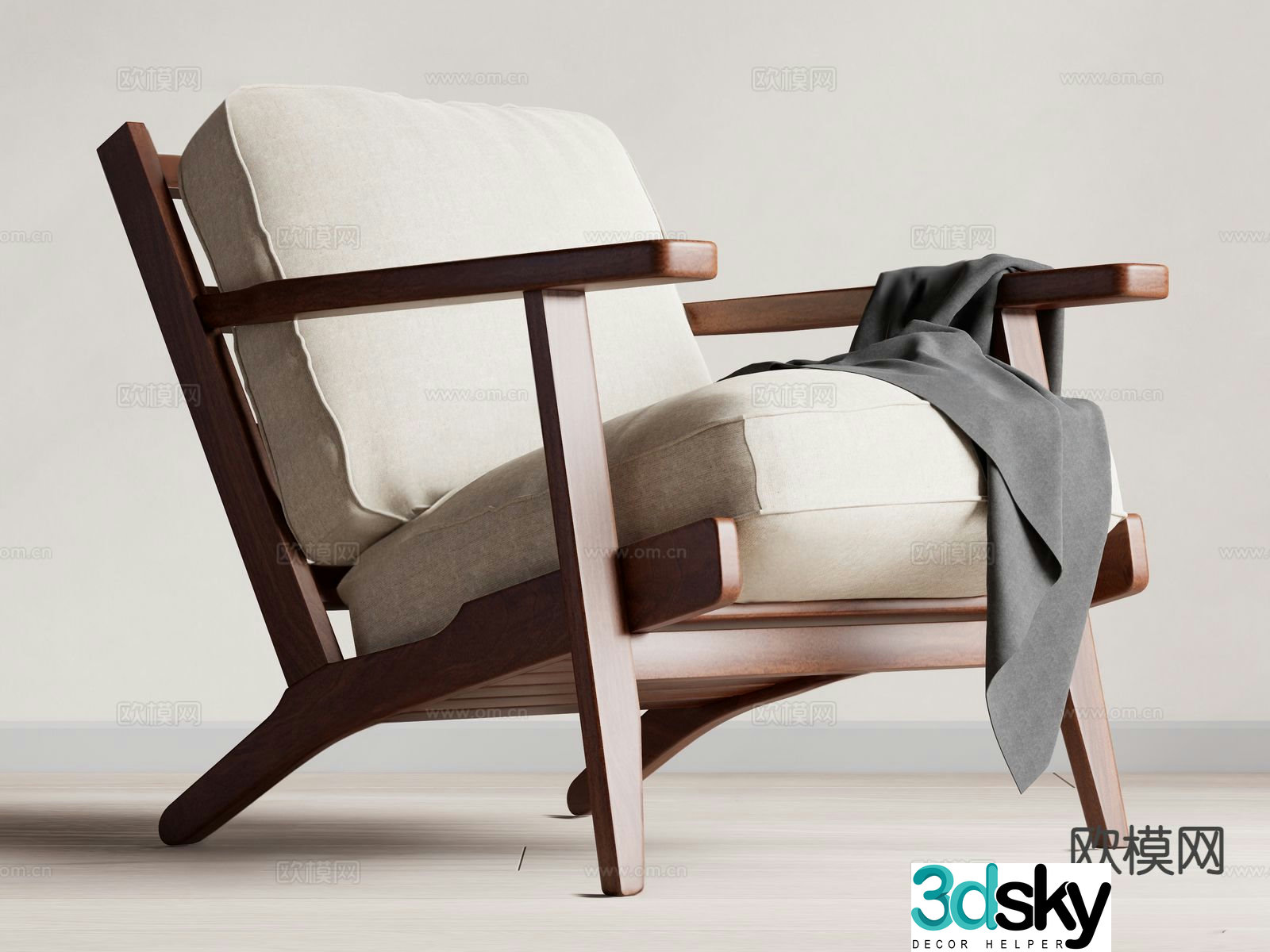 Wabi-sabi style armchair leisure chair 3d model