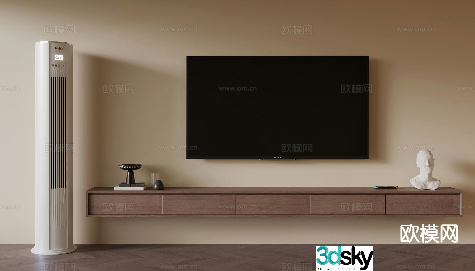 Medieval style TV cabinet 3D model