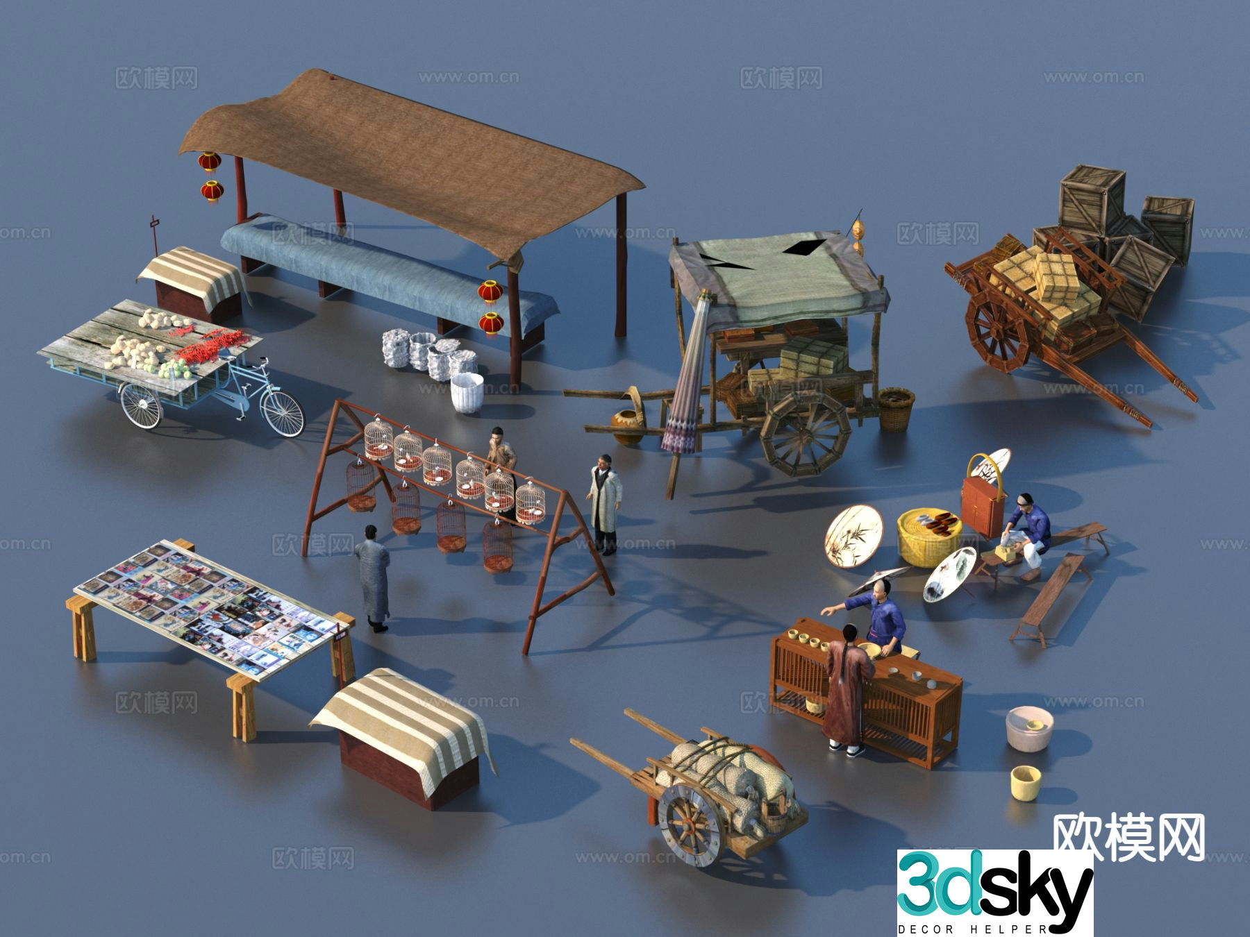 Chinese stall folk sketch 3D model