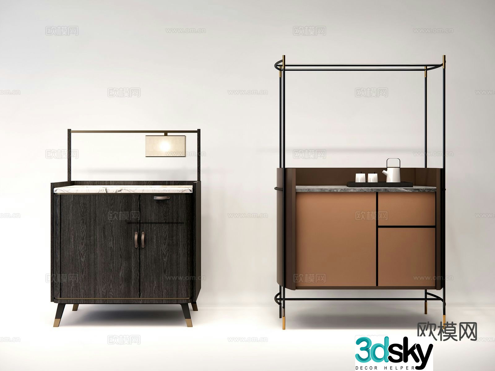 Modern hotel room water bar 3d model
