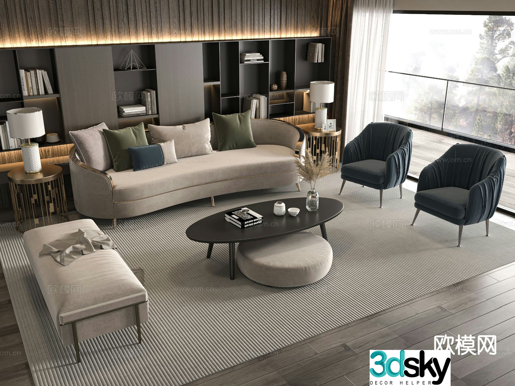 Simple European modular sofa 3D model