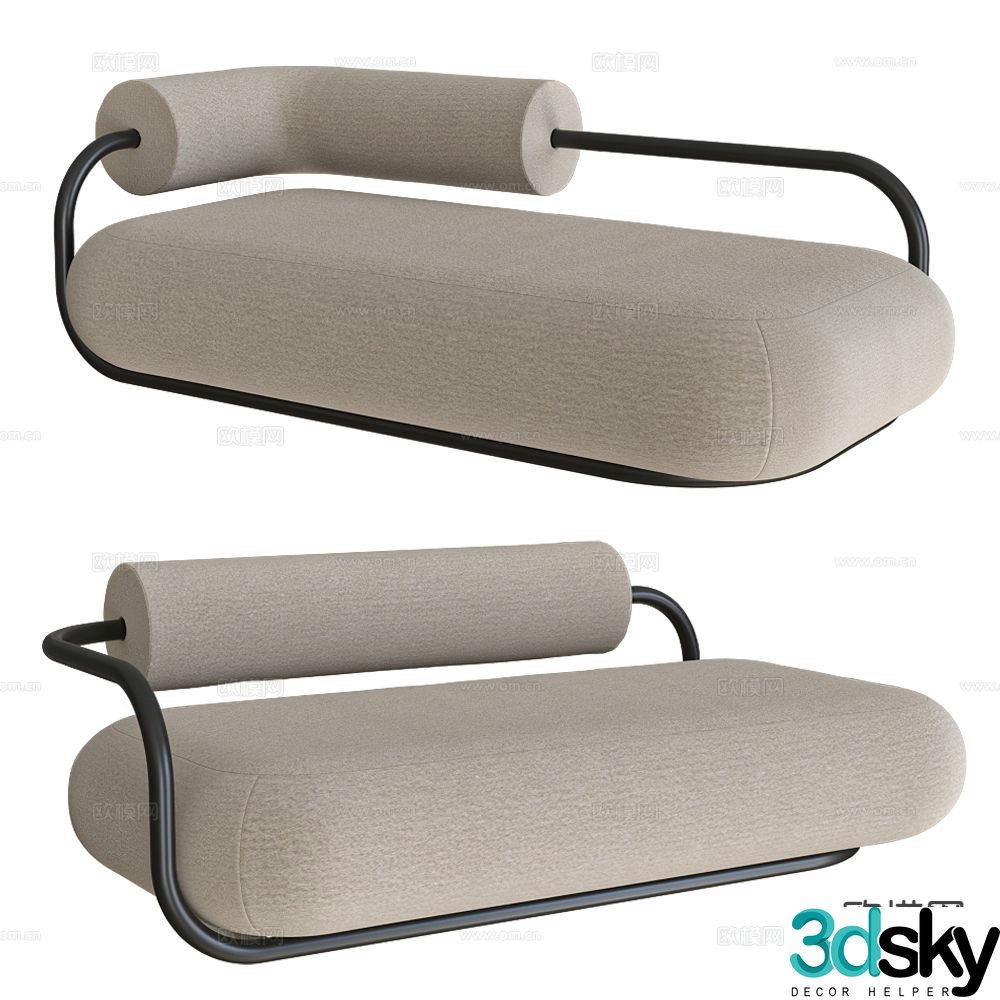 Modern chaise sofa multi-person sofa 3d model