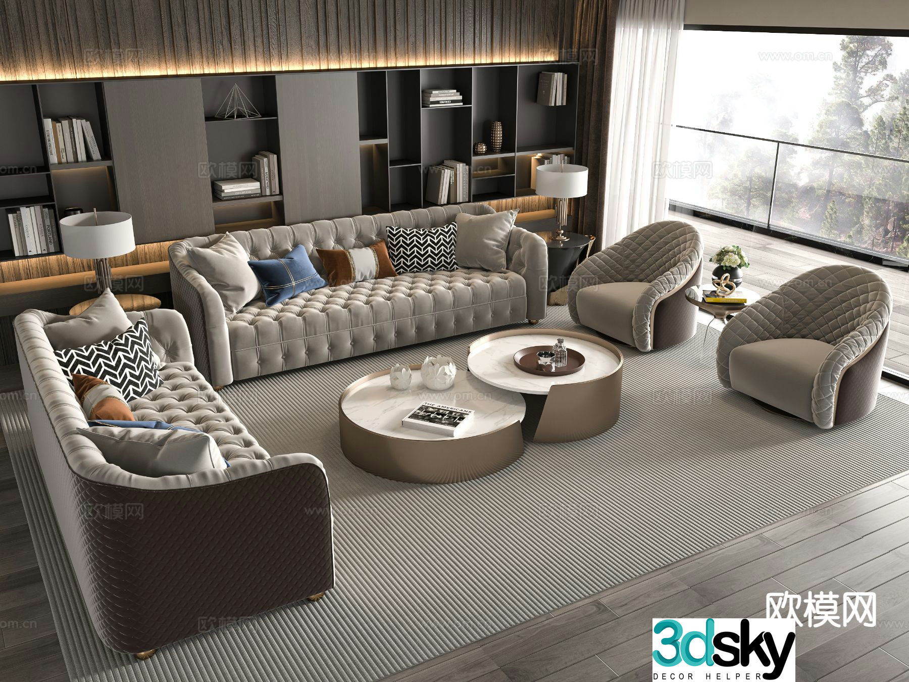 Simple European modular sofa 3D model