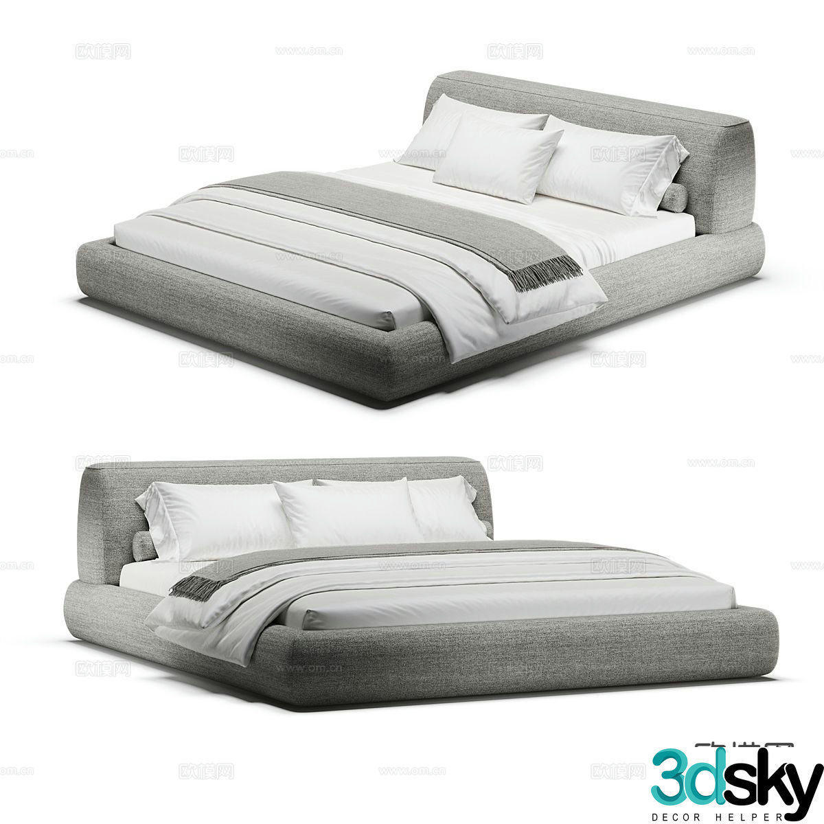 Modern double bed 3d model