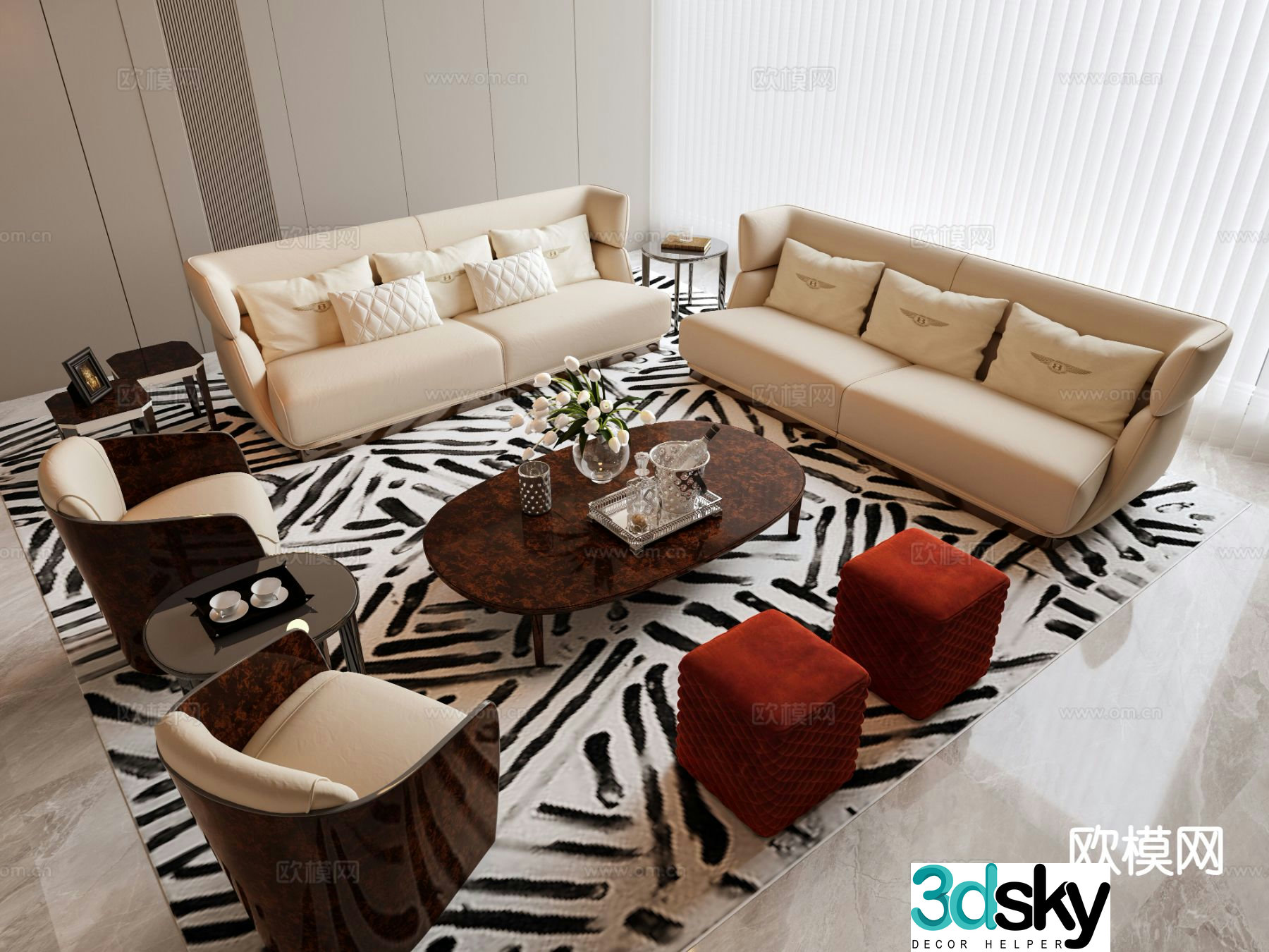 Modern sectional sofa 3d model
