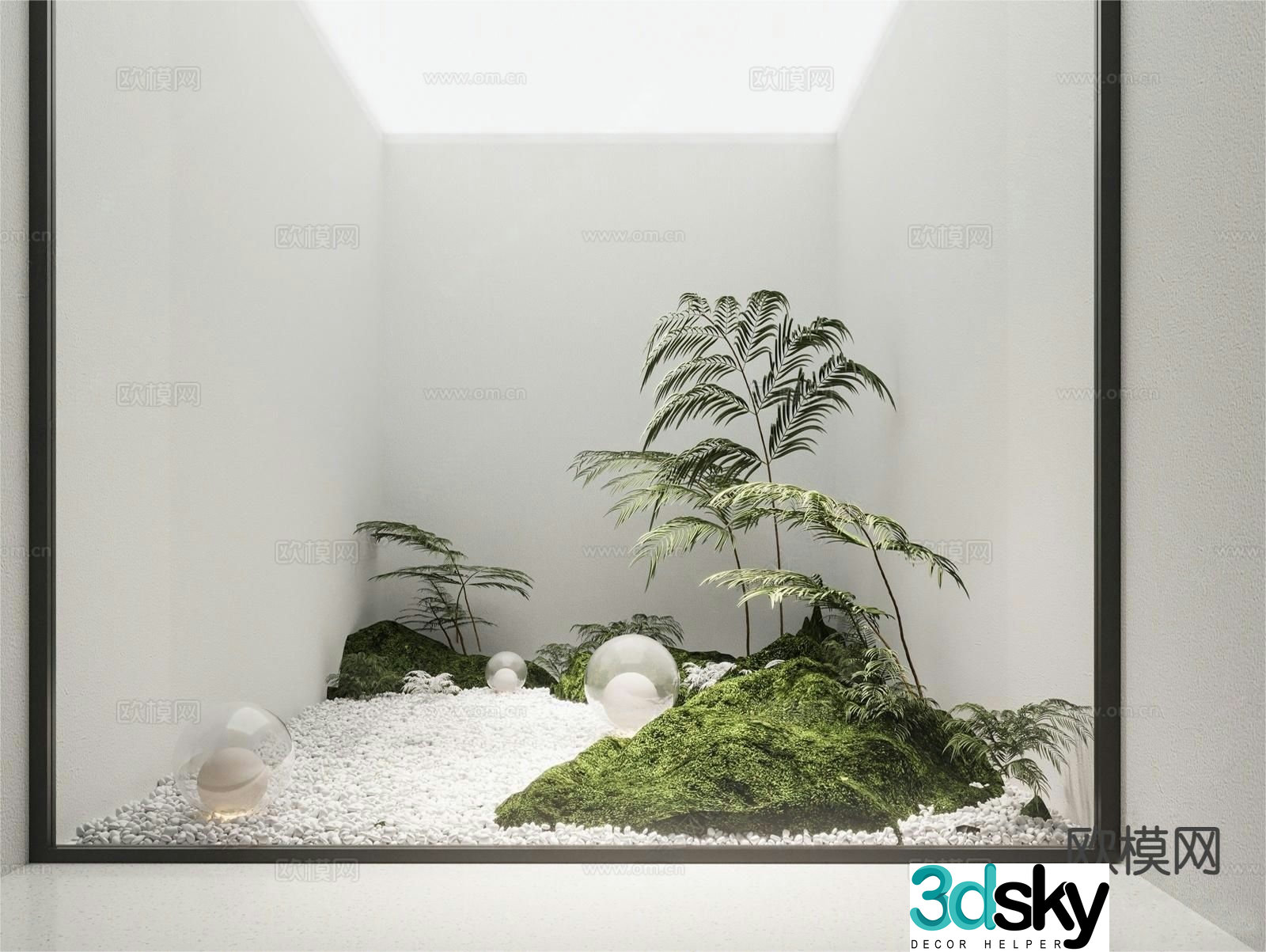 Modern interior landscape patio landscaping 3d model