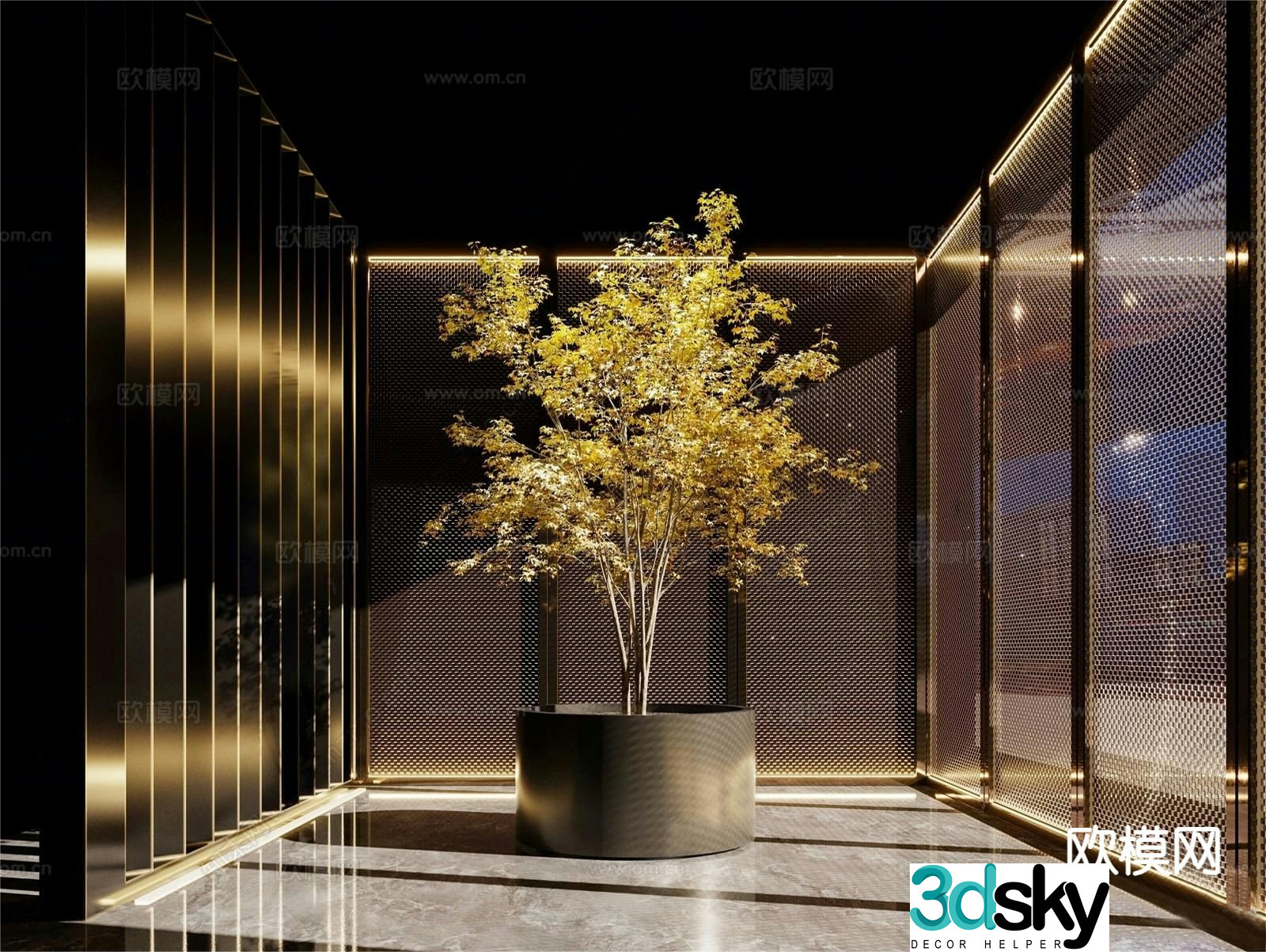 Interior Decoration Tree Indoor Tree Pool 3D Model