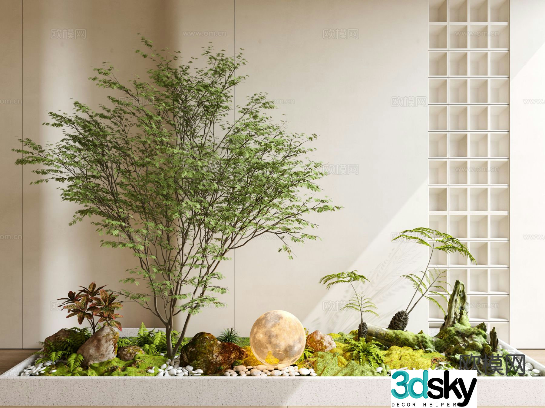 Modern landscape sketch indoor landscape 3d model