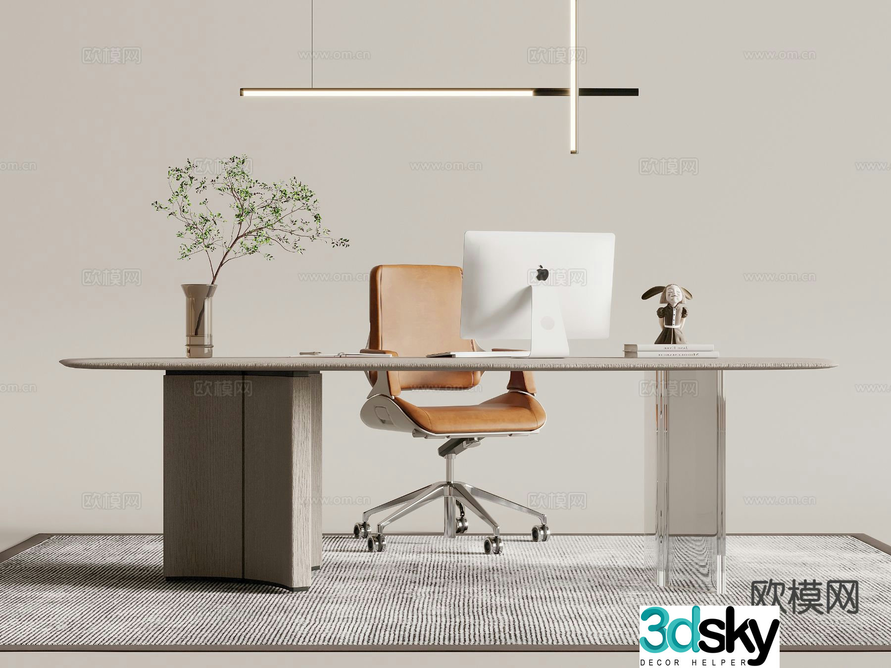 Modern office desk desk 3d model